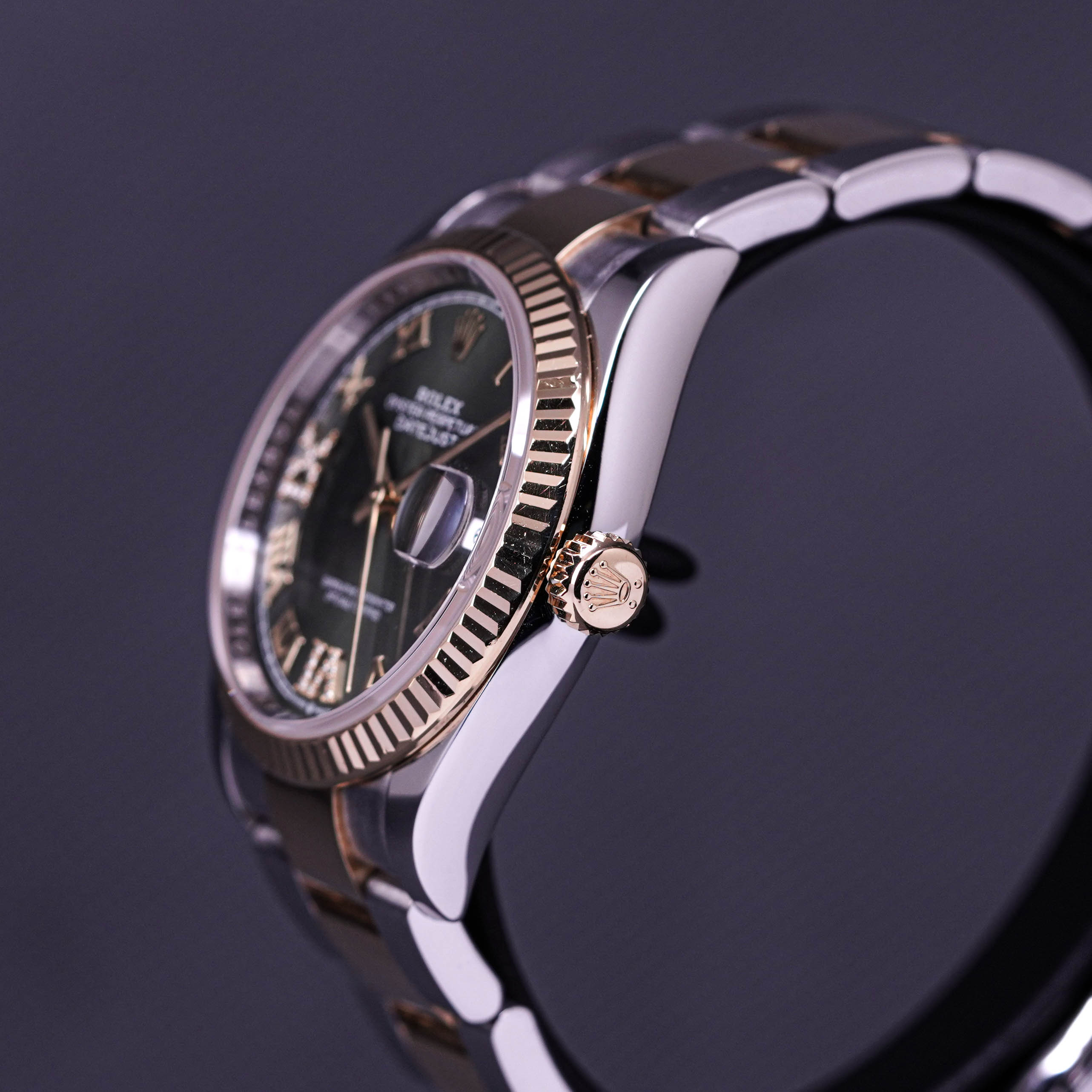 DATEJUST 36MM TWOTONE YELLOWGOLD DIAMOND VI & XI GREEN DIAL (2018)