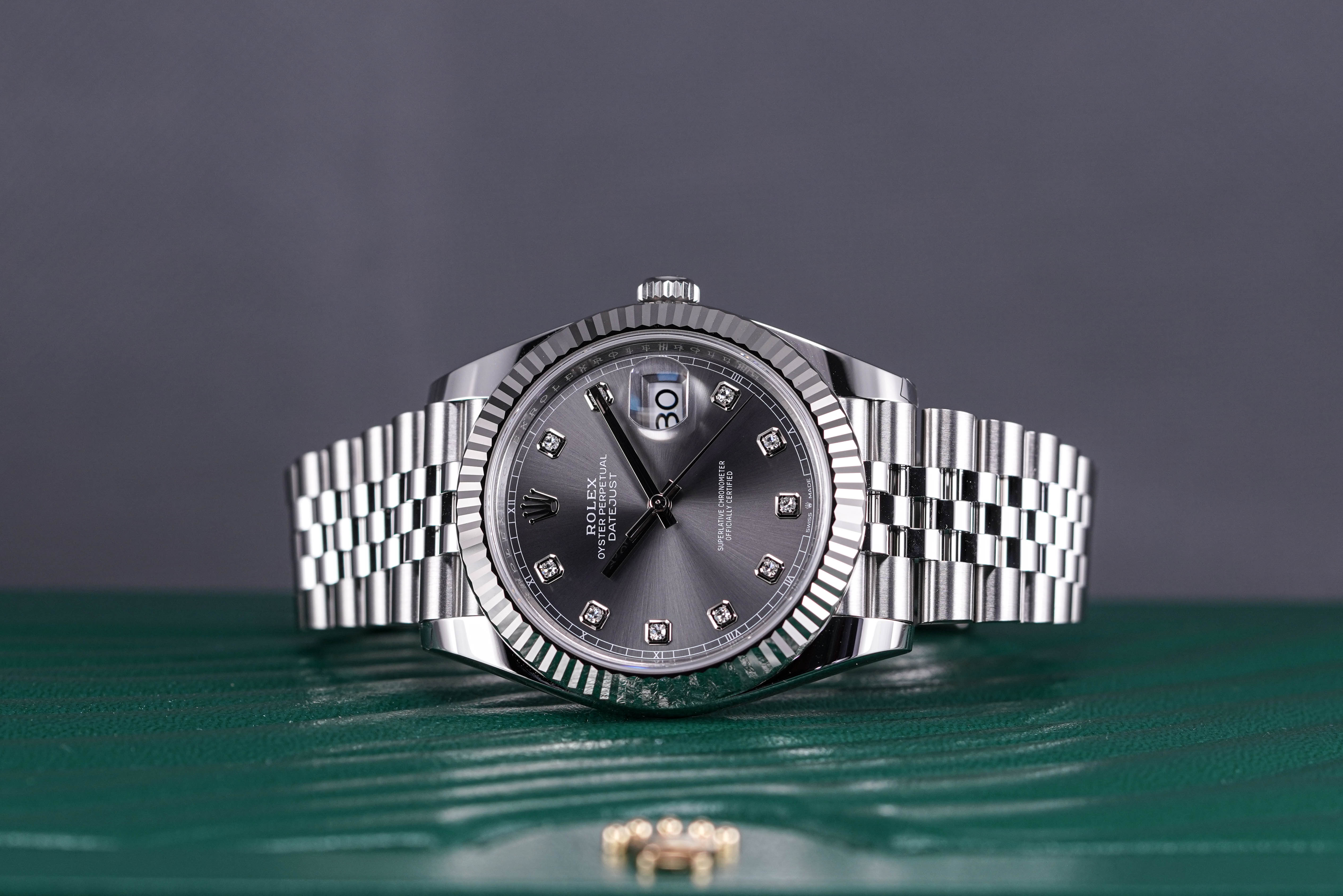 ROLEX DATEJUST 41MM FLUTED JUBILEE RHODIUM DIAMOND DIAL (2022)