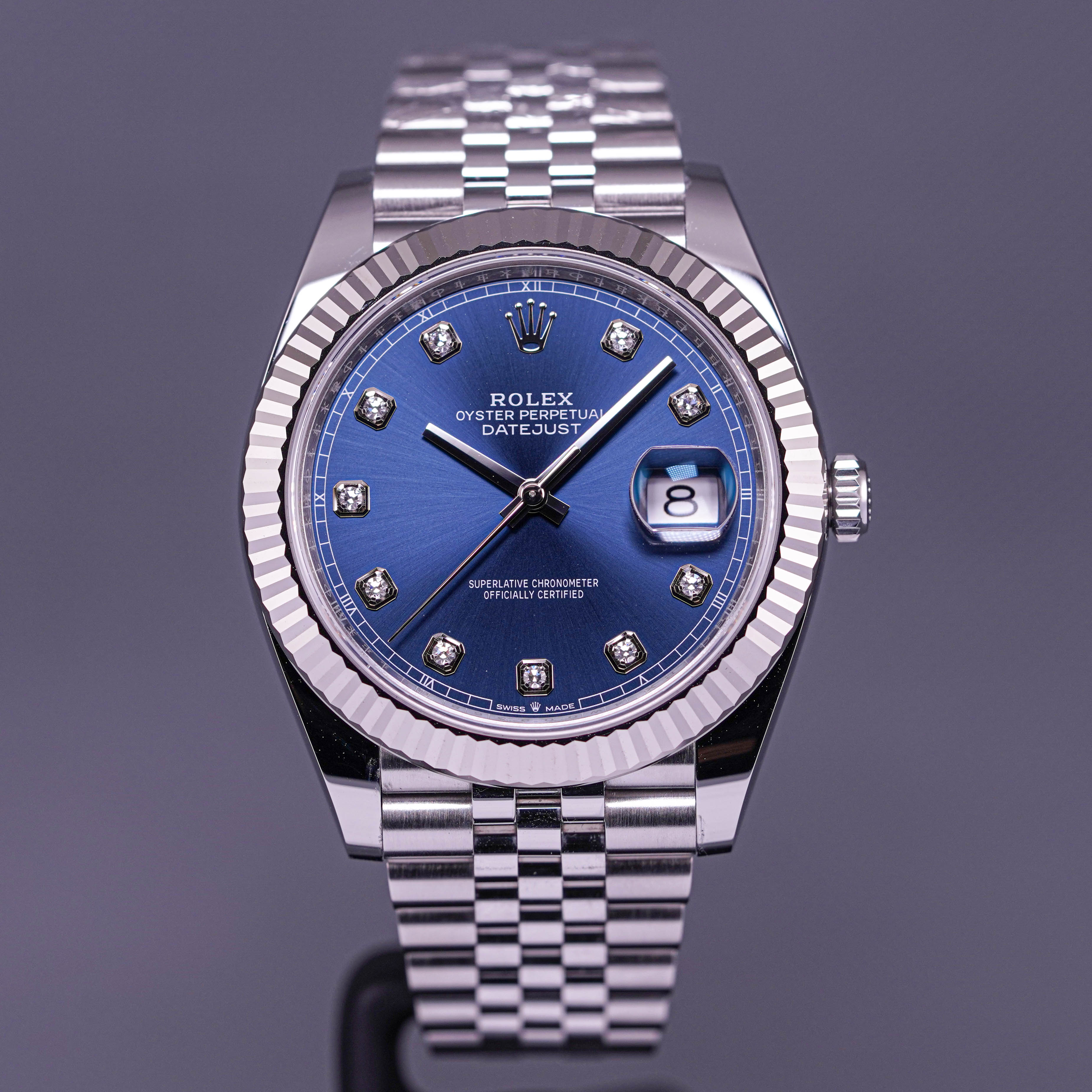 ROLEX DATEJUST 41MM FLUTED JUBILEE BLUE DIAMOND DIAL (2022)