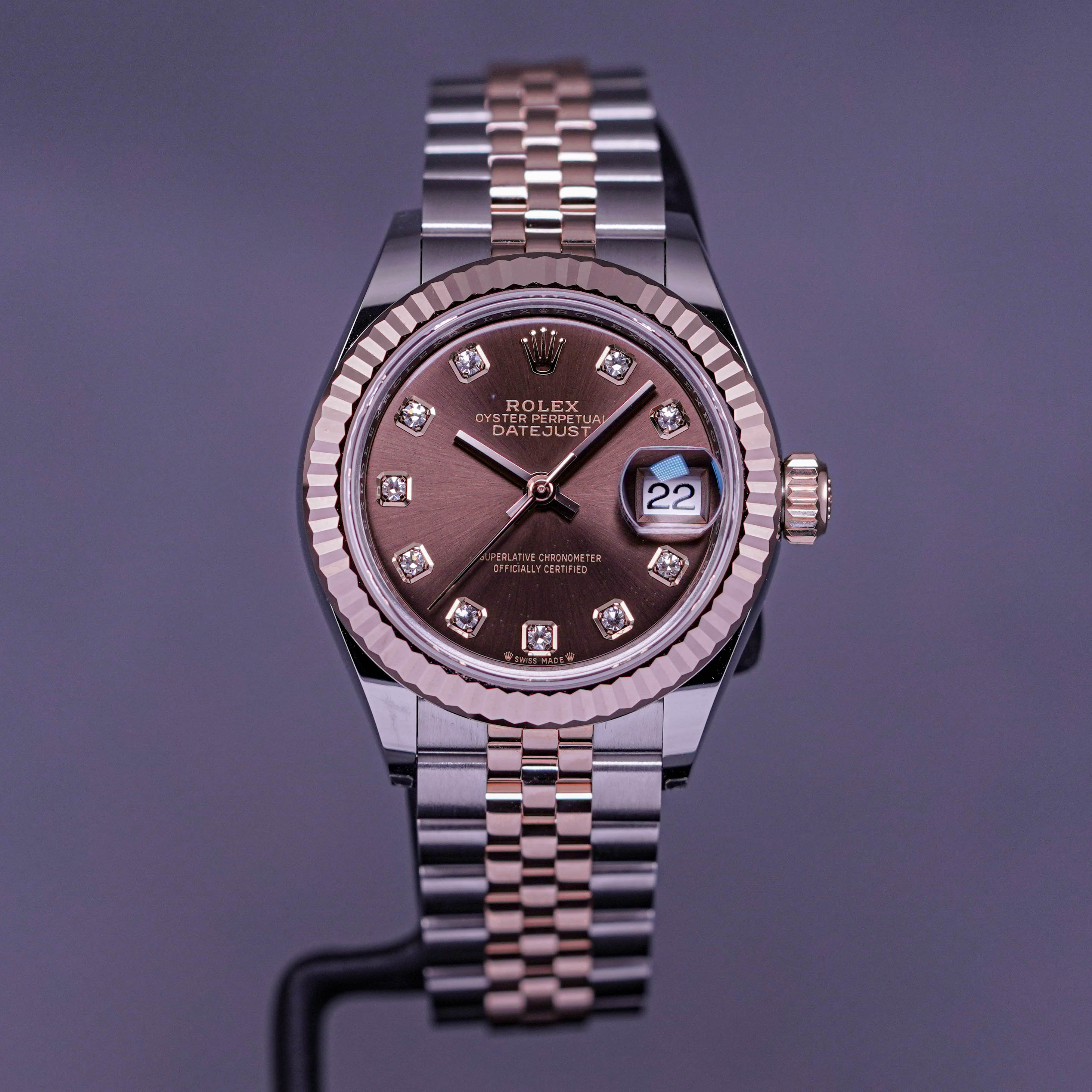 DATEJUST 28MM TWOTONE ROSEGOLD CHOCO DIAMOND DIAL (2022)