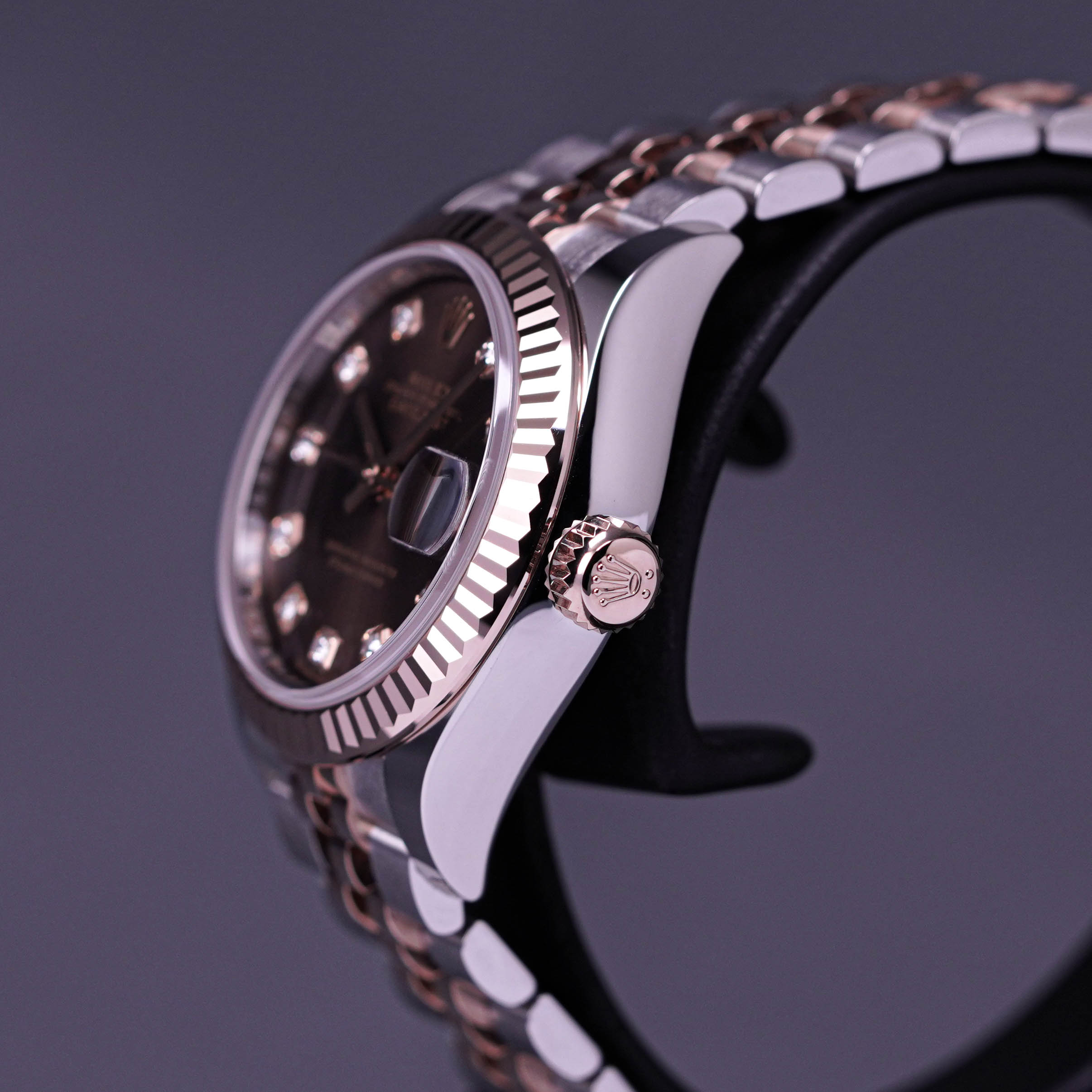 DATEJUST 28MM TWOTONE ROSEGOLD CHOCO DIAMOND DIAL (2022)