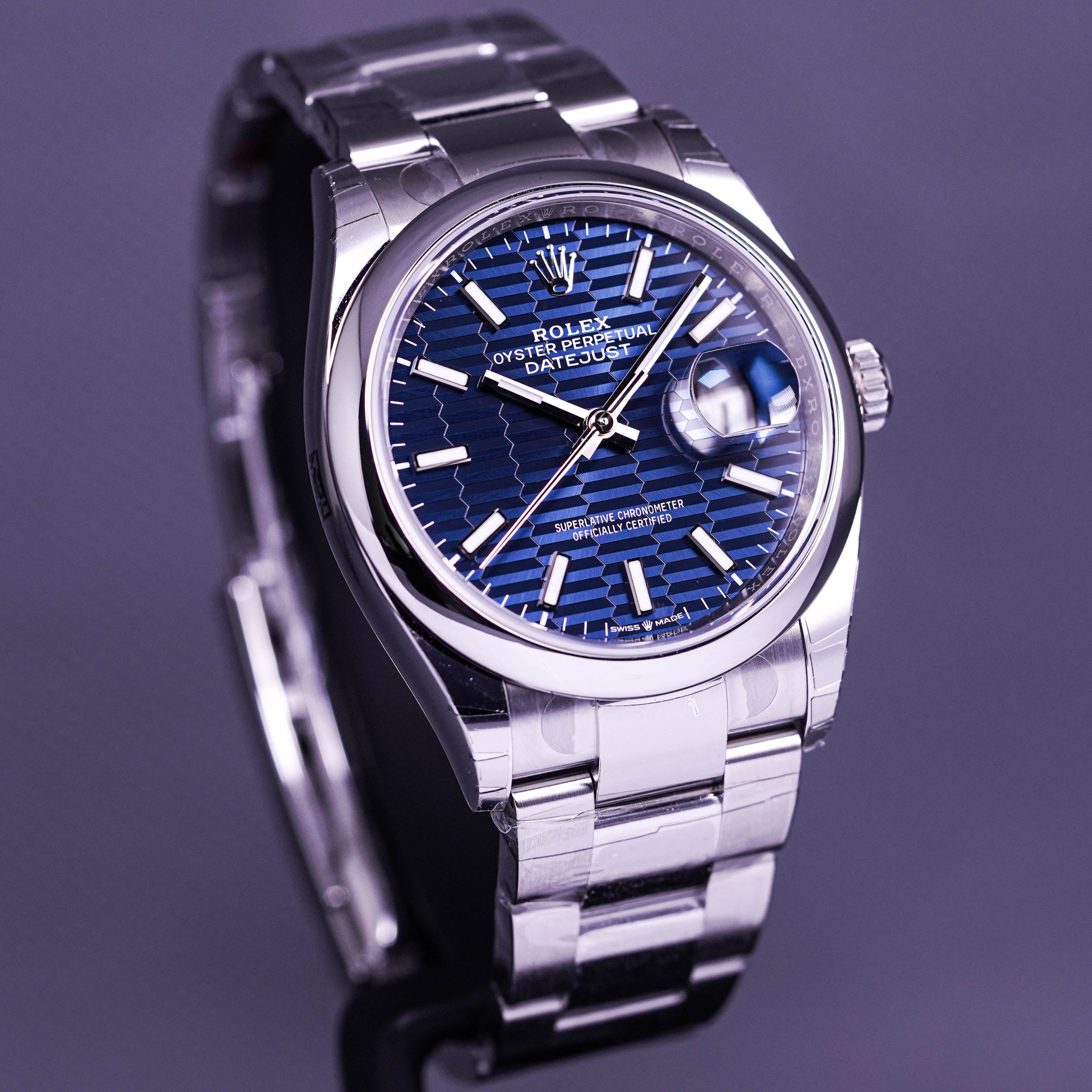 DATEJUST 36MM DOMED OYSTER BLUE FLUTED DIAL (2022)