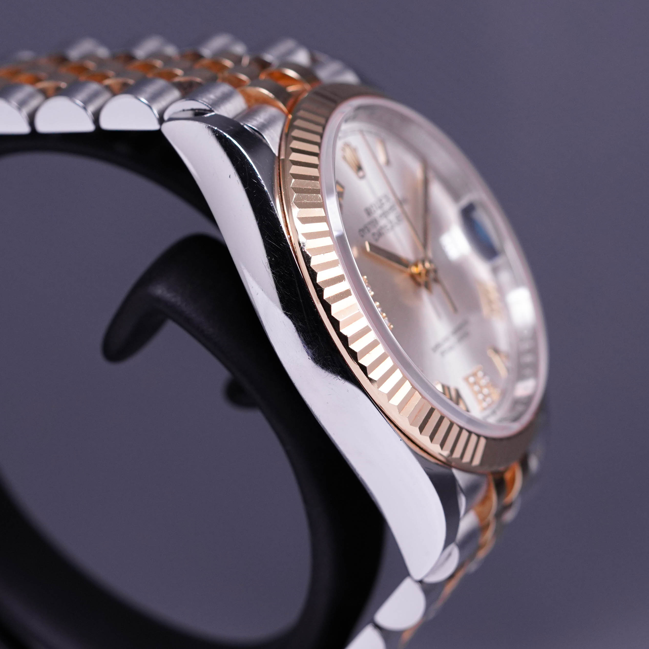 DATEJUST 36MM TWOTONE YELLOWGOLD SILVER ROMAN DIAL DIAMOND 6 9 (2019)