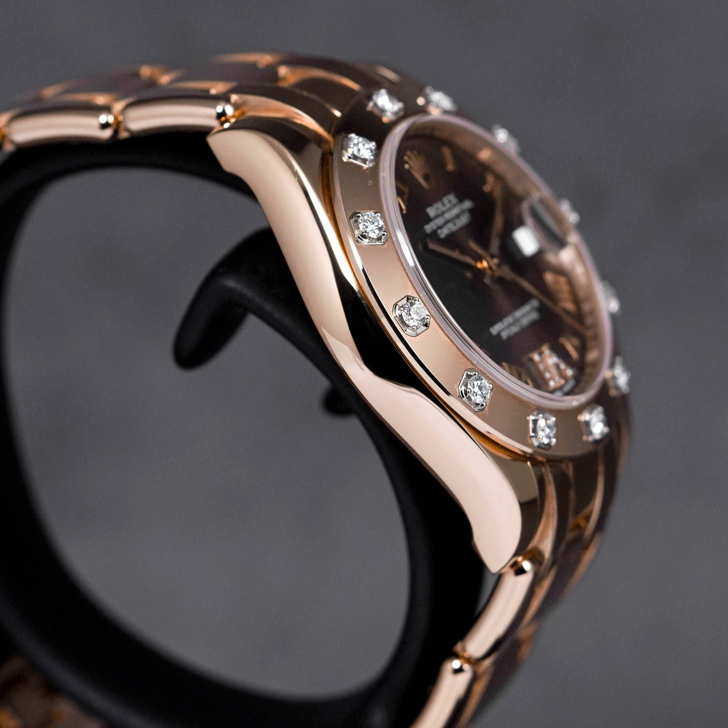 DATEJUST PEARLMASTER 34MM ROSEGOLD 18K CHOCOLATE DIAL DIAMOND ON VI (2016)