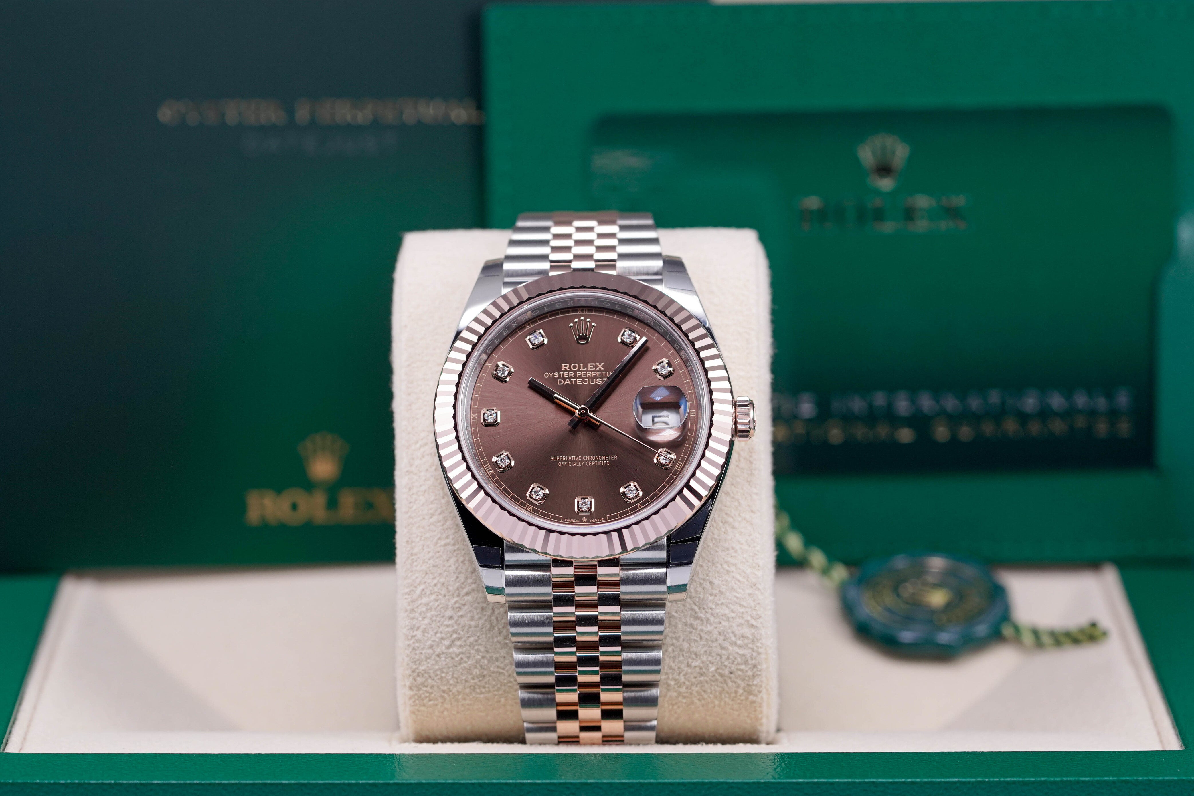 DATEJUST 41MM TWOTONE ROSEGOLD FLUTED JUBILEE CHOCO DIAMOND DIAL (2022)