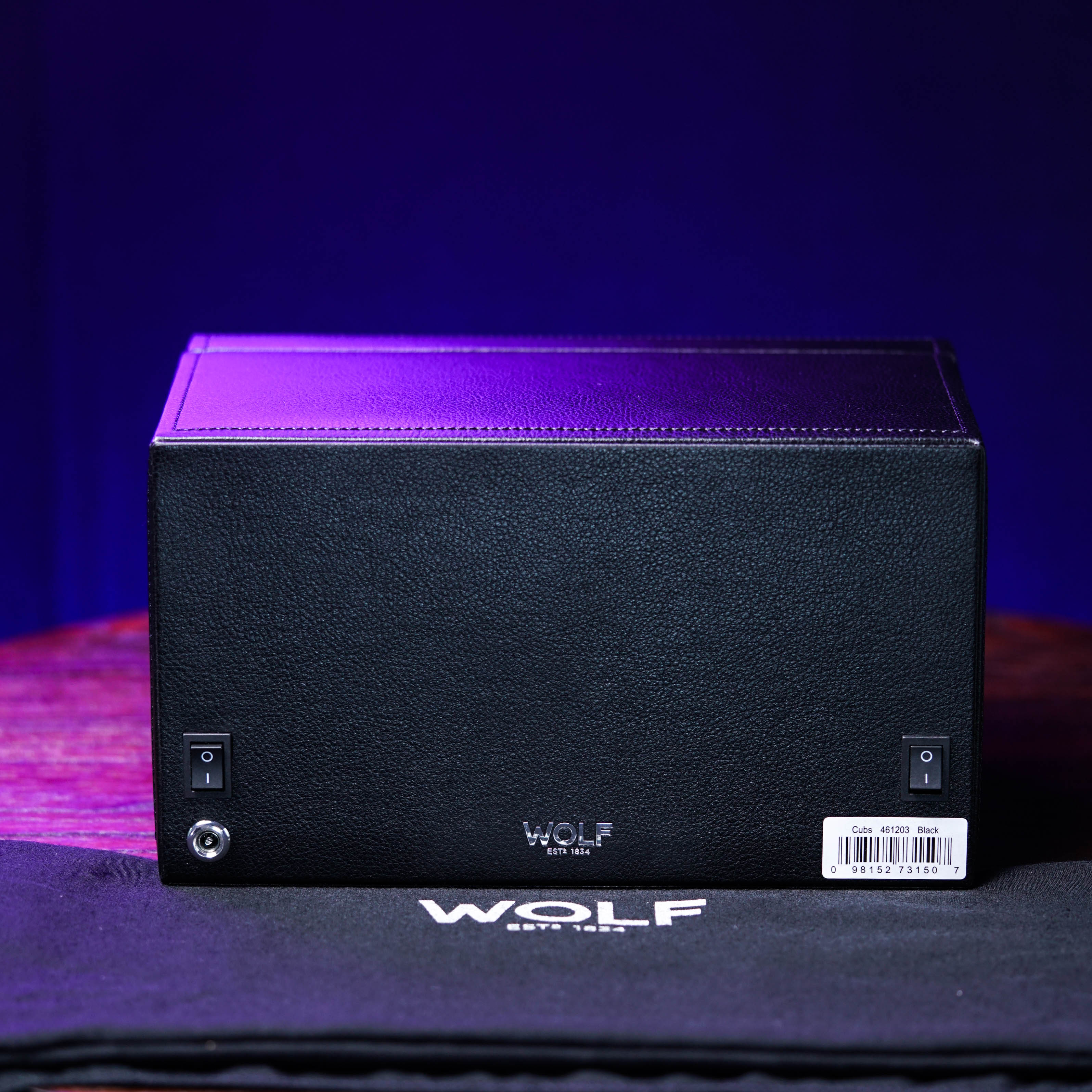 CUB DOUBLE WATCH WINDER WITH COVER (BLACK)