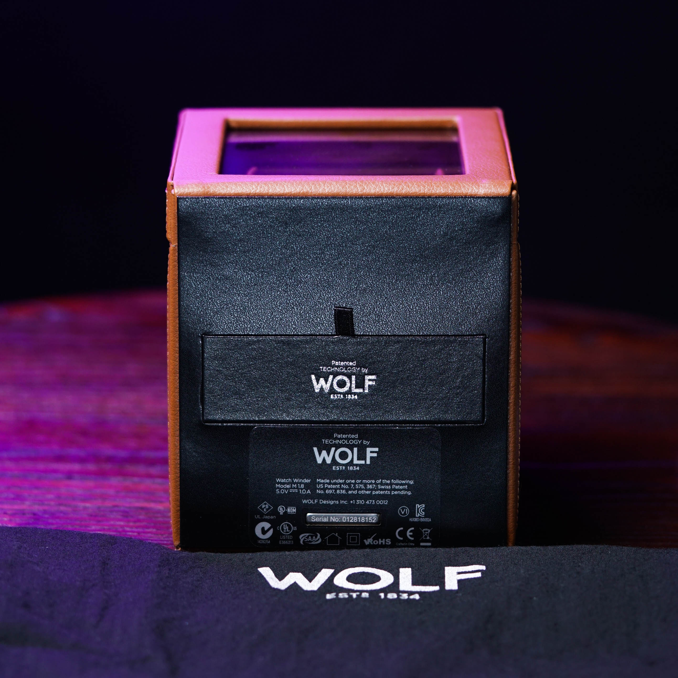 CUB SINGLE WATCH WINDER WITH COVER (COGNAC)