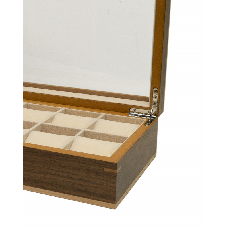 CLIPPERTON 10 WATCH BOX IN BROWN WOOD WITH GLASS LID
