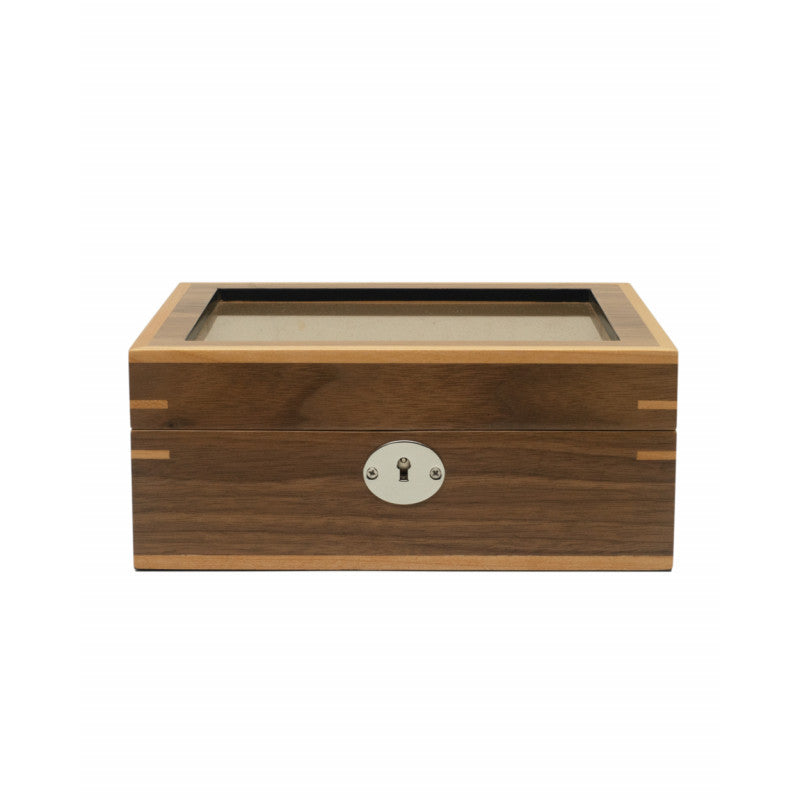 CLIPPERTON 6 WATCH BOX IN BROWN WOOD WITH GLASS LID