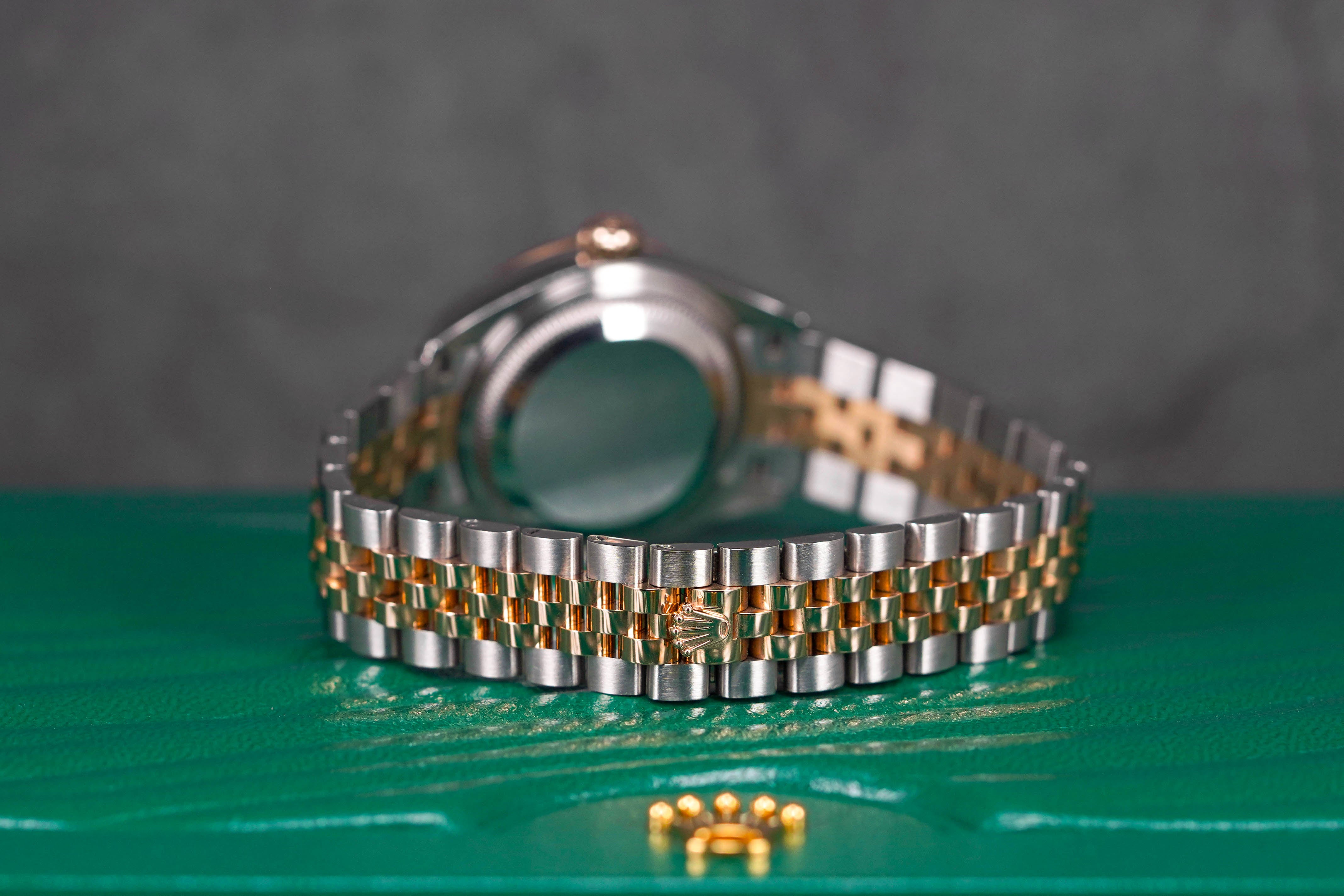 DATEJUST 28MM TWOTONE ROSEGOLD CHOCO DIAMOND RING DIAMOND DIAL (2017)