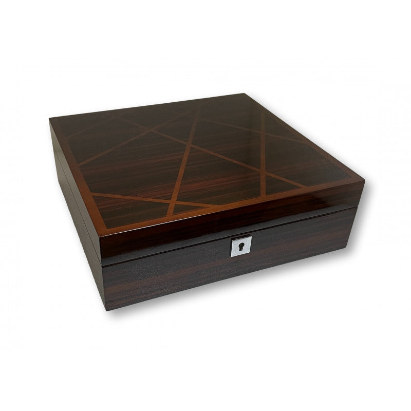 MARQUETRY EBONY 12 WATCH BOX
