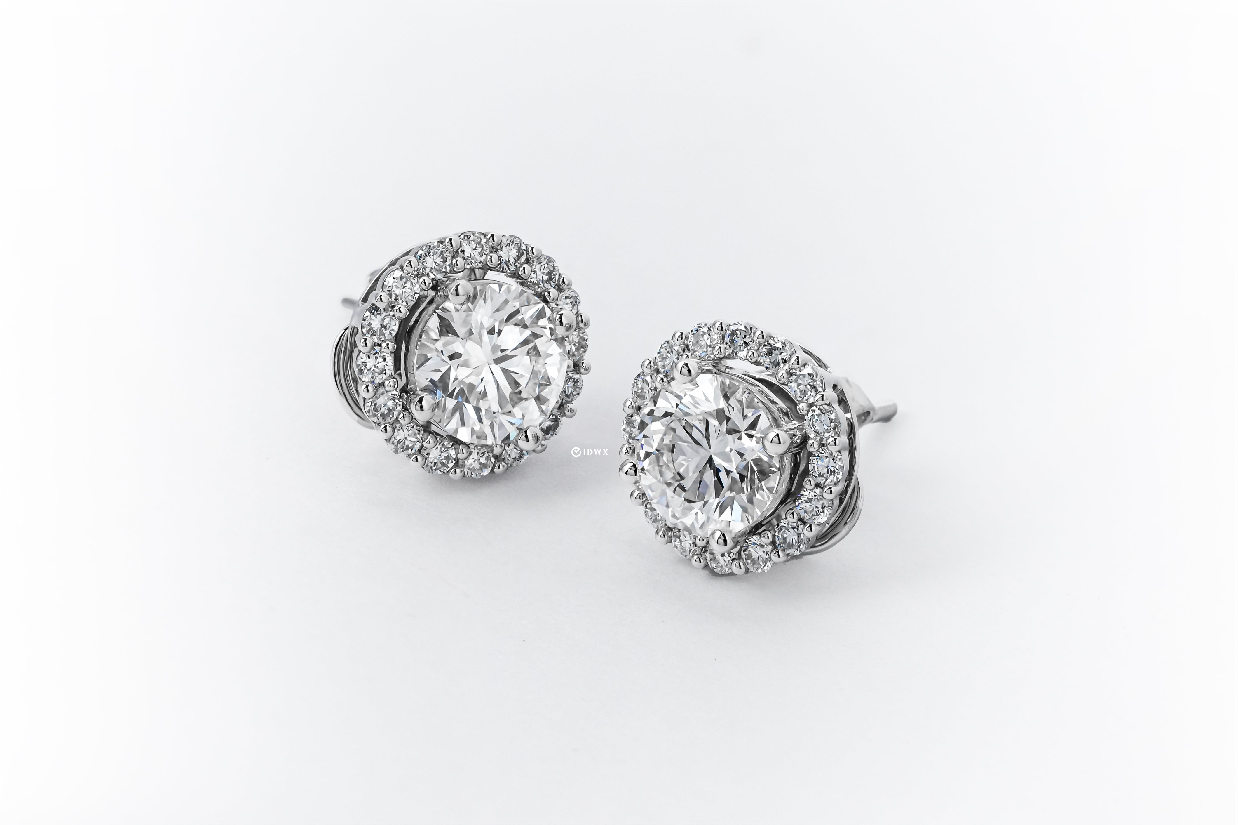 1CT ROUND BRILLIANT HALO STUD EARRINGS