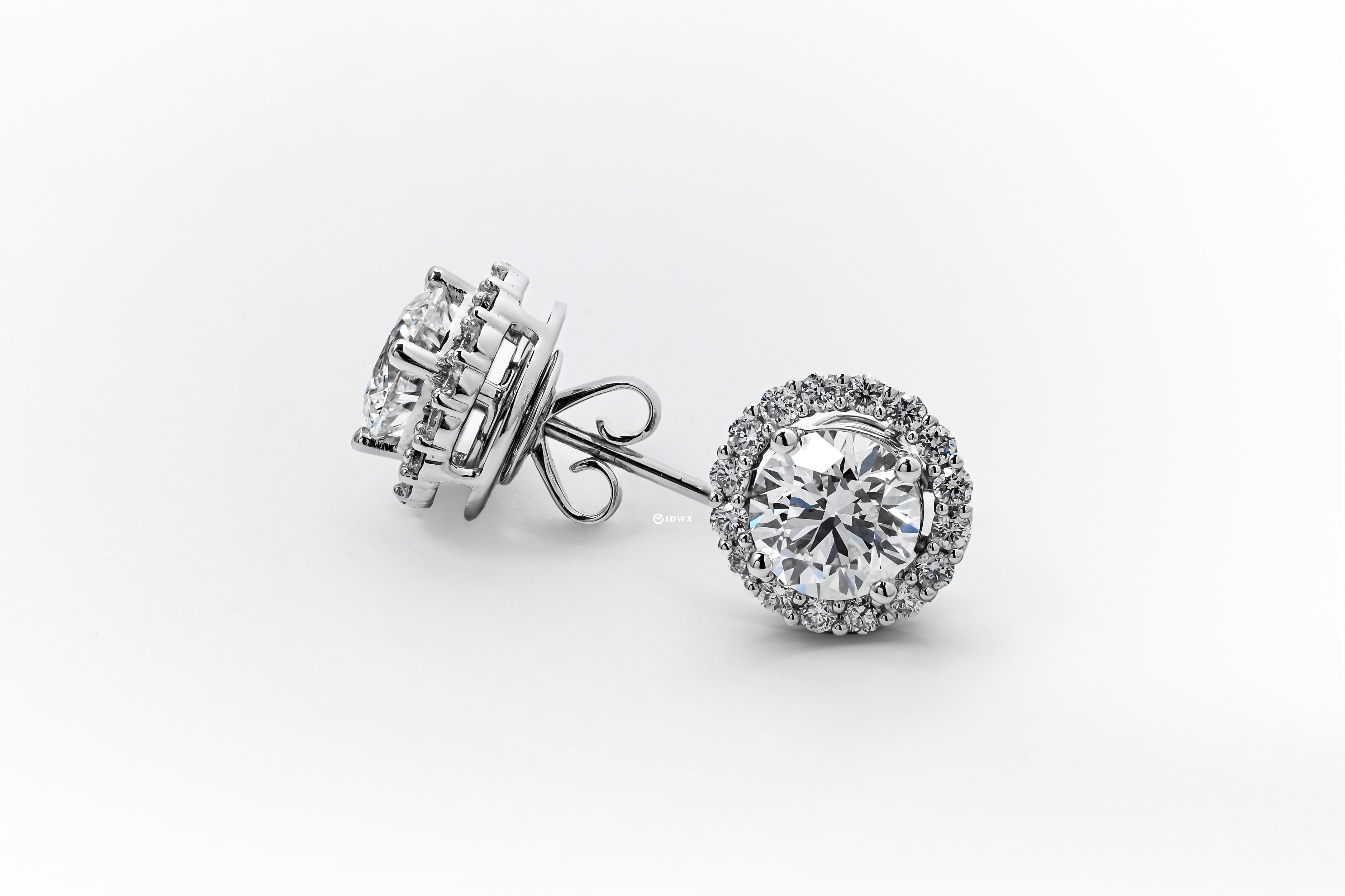 1CT ROUND BRILLIANT HALO STUD EARRINGS