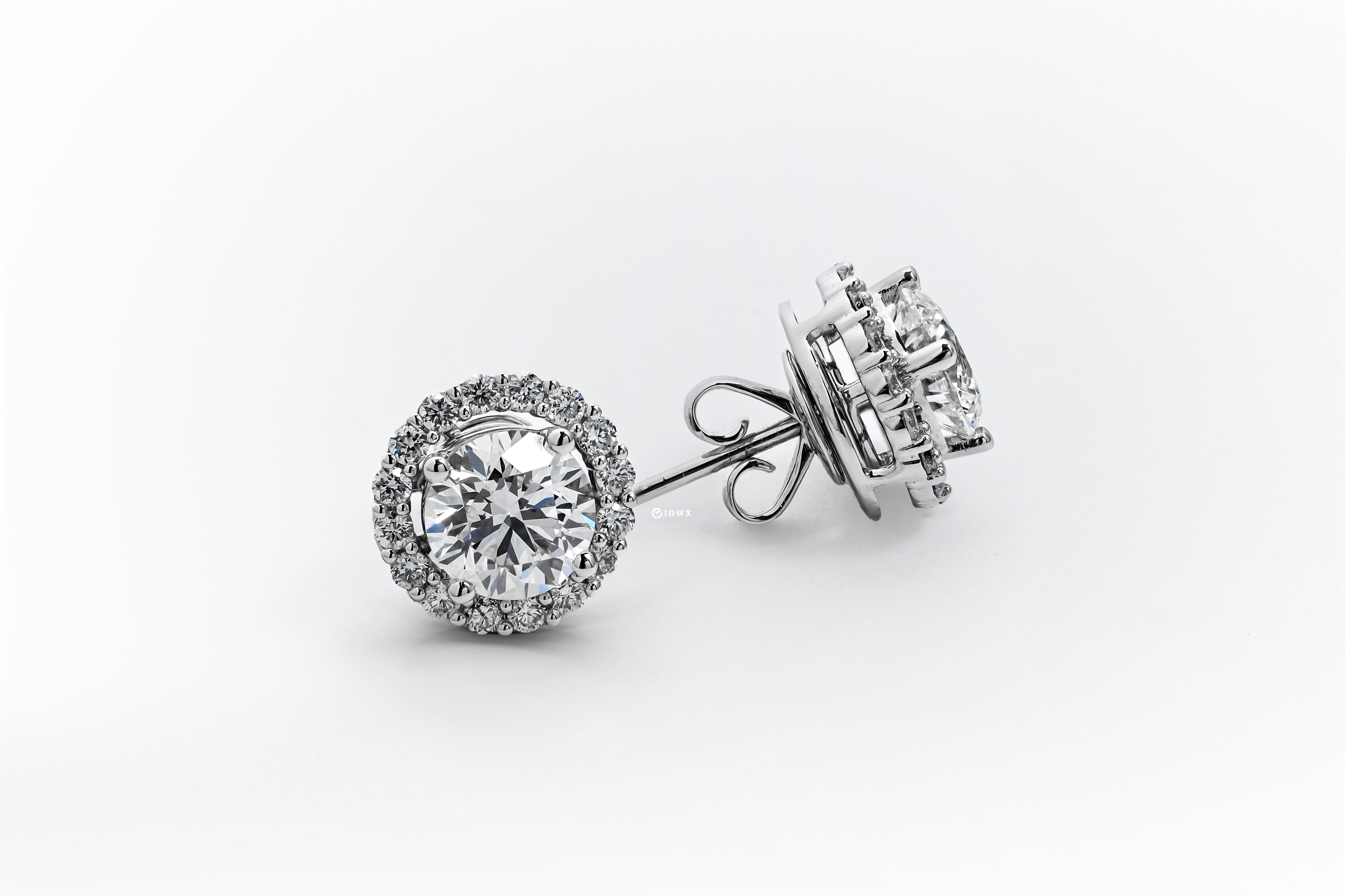 1CT ROUND BRILLIANT HALO STUD EARRINGS