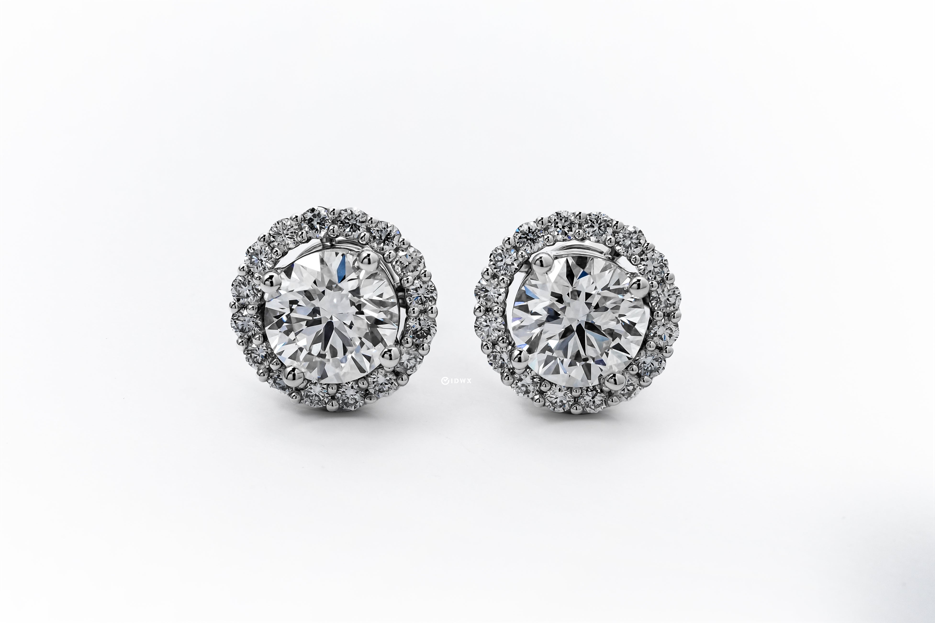 1CT ROUND BRILLIANT HALO STUD EARRINGS