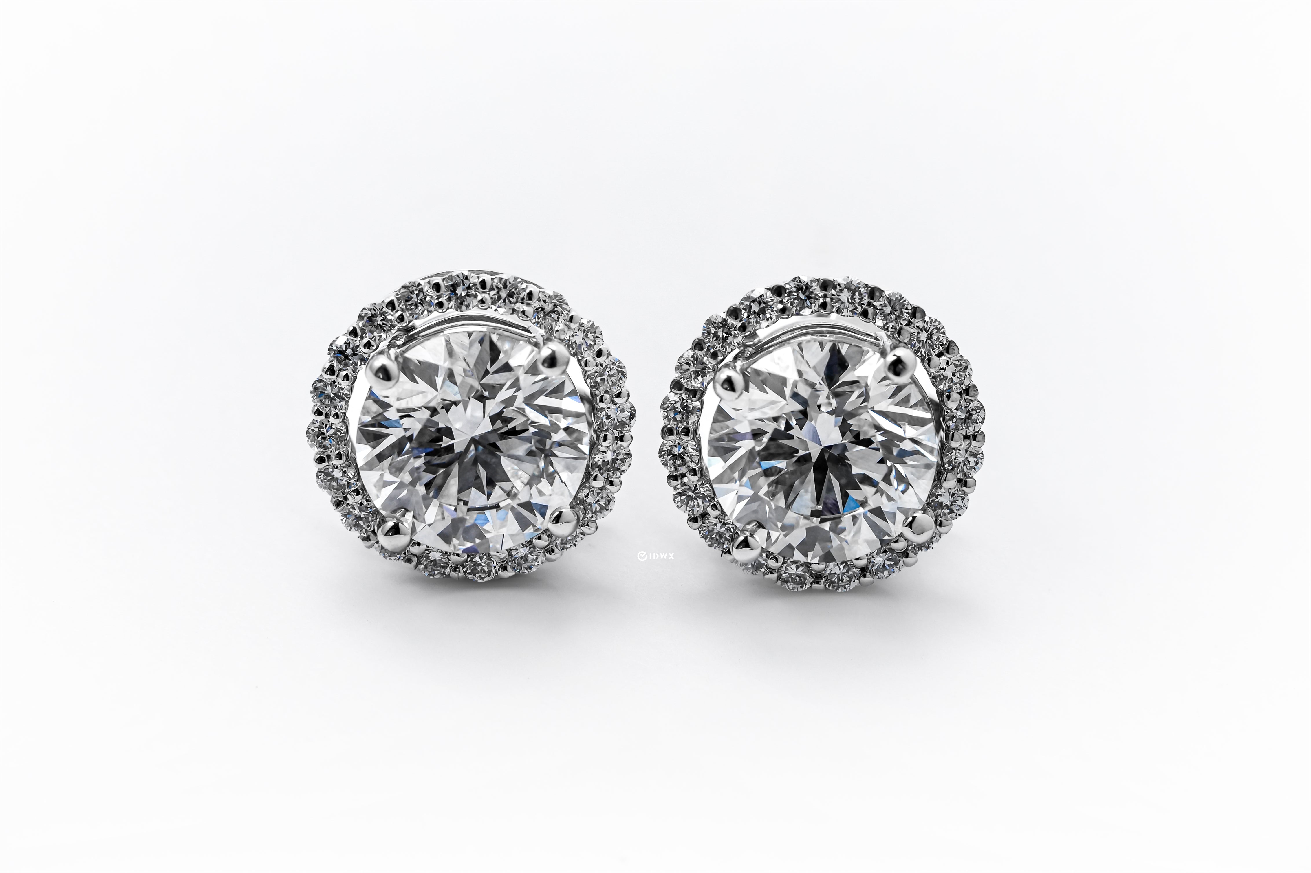 2.5CT ROUND BRILLIANT HALO STUD EARRINGS