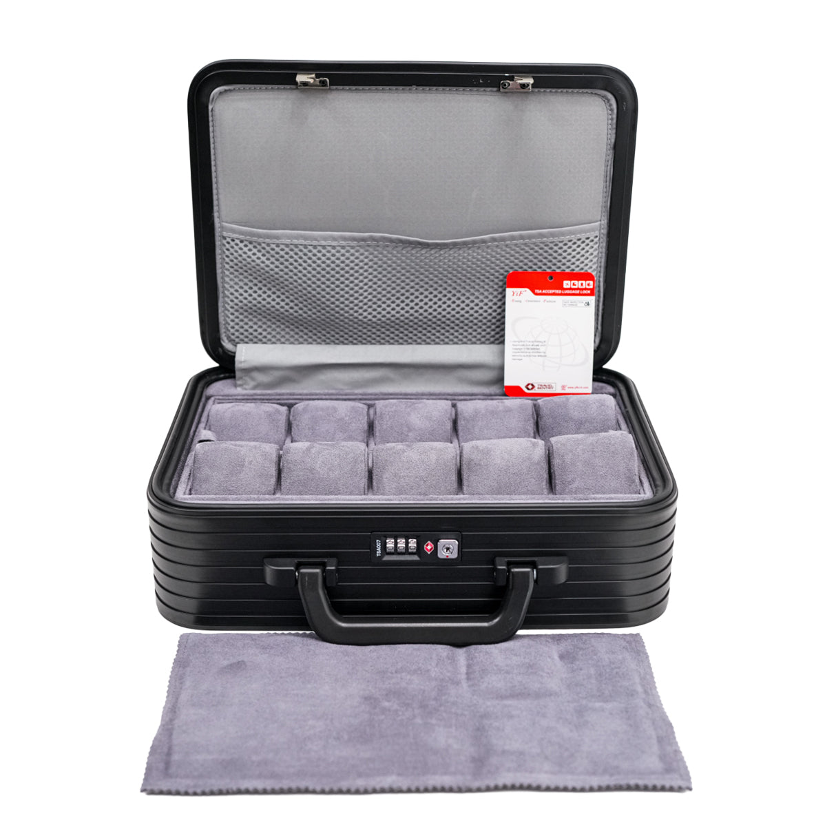 ALUMINUM WATCHES SUIT CASE 10 SLOT (BLACK)