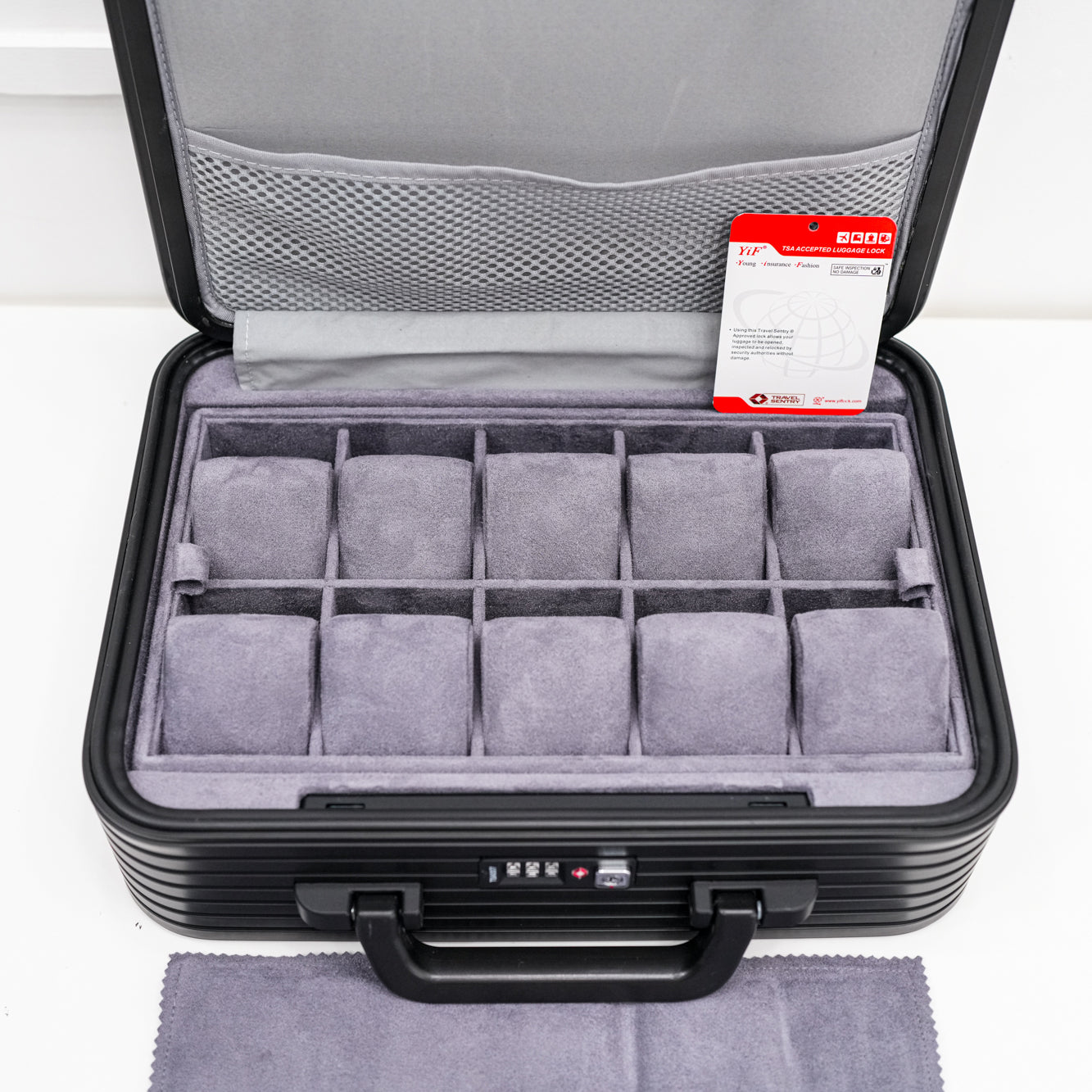 ALUMINUM WATCHES SUIT CASE 10 SLOT (BLACK)