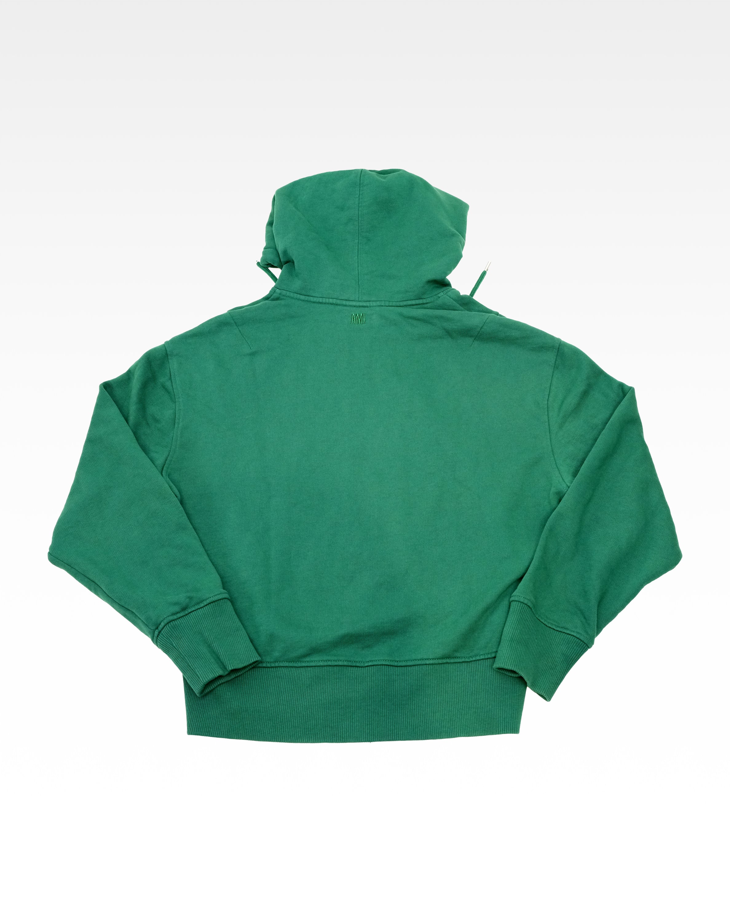 AMI ALEXANDRE MATTIUSSI COTTON PARKER GREEN HOODIE – SIZE S