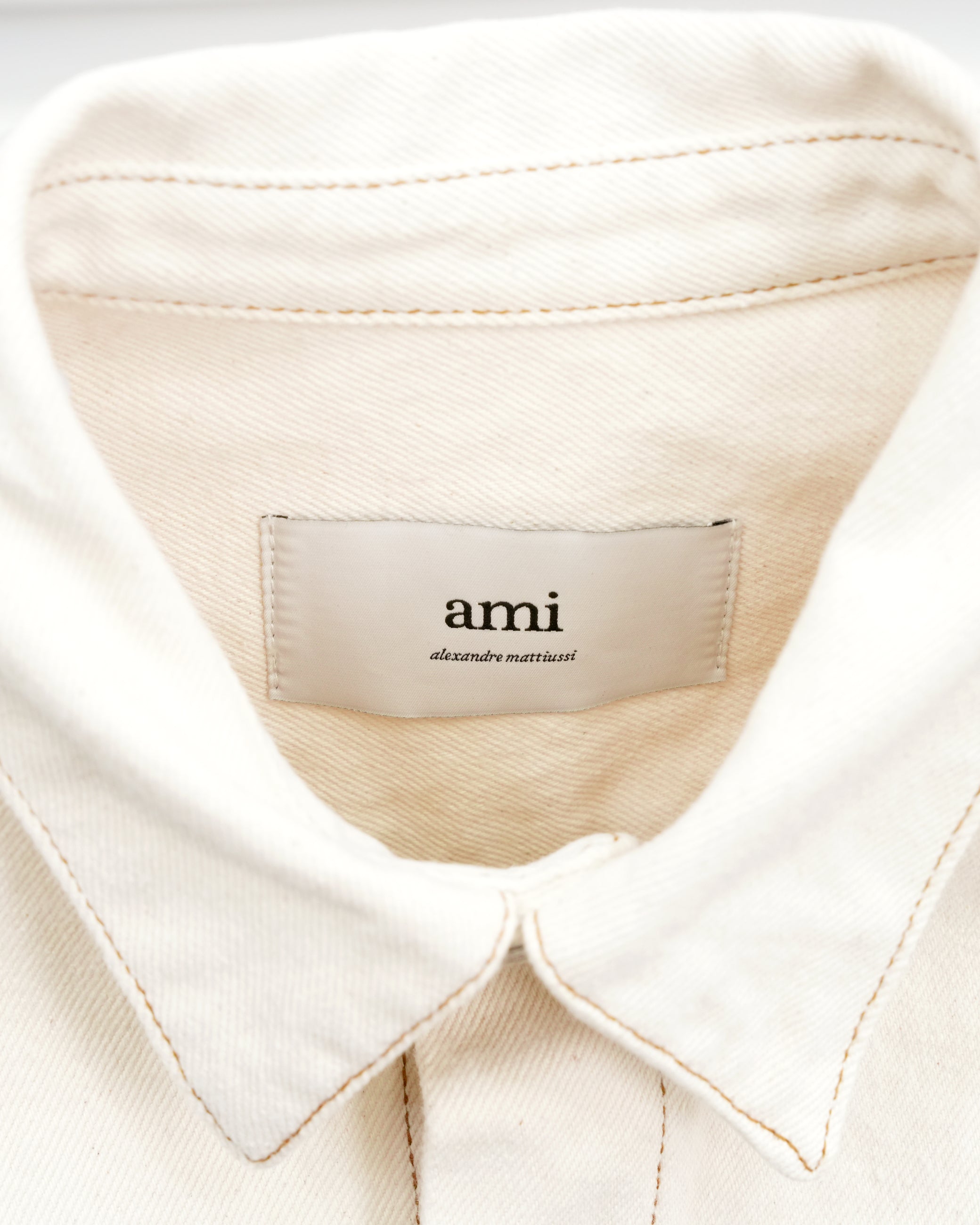 OVERSIZED COTTON DENIM JACKET IVORY SIZE M