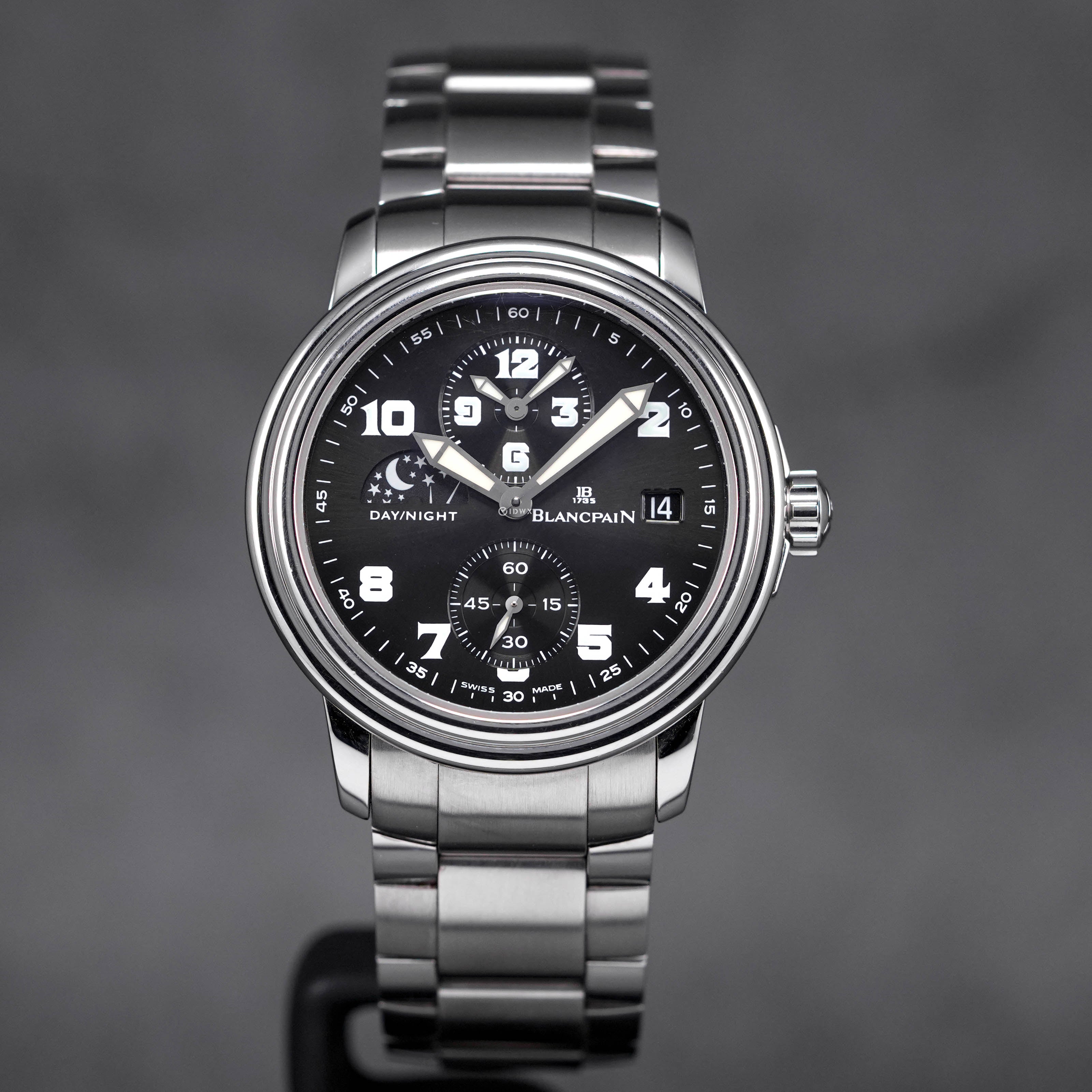 BLANCPAIN LEMAN 38MM DUALTIME BLACK DIAL (2001) IDWX