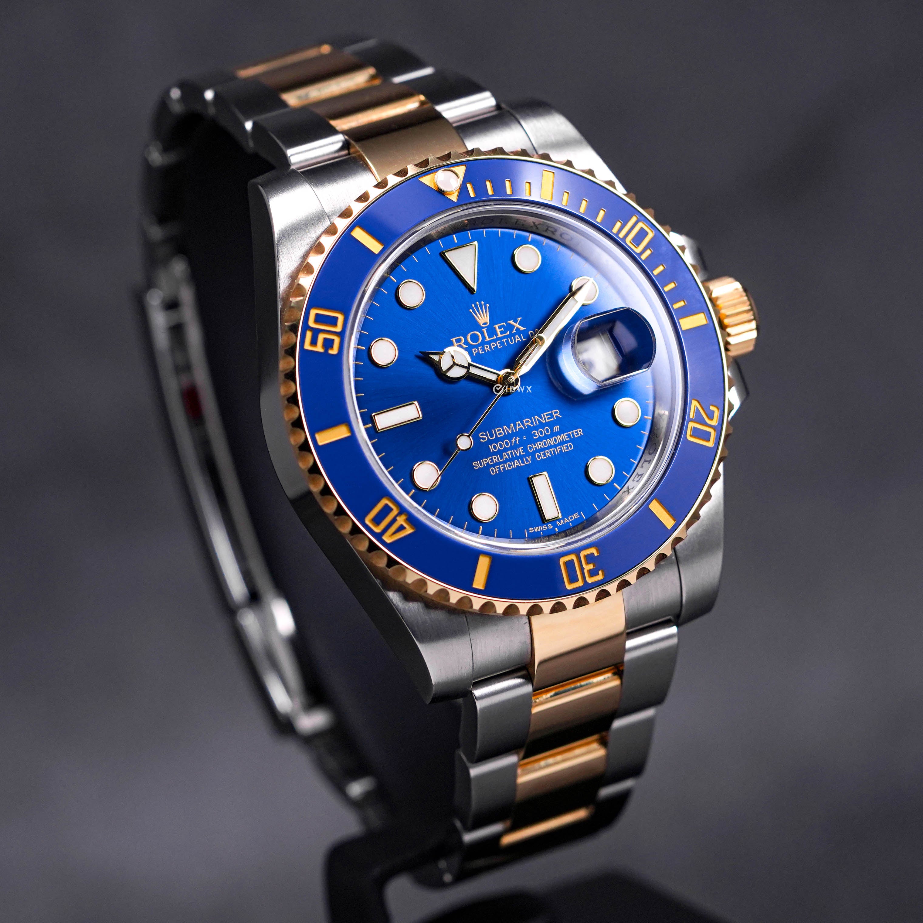 SUBMARINER DATE 40MM TWOTONE YELLOWGOLD BLUE SUNBURST (2014)