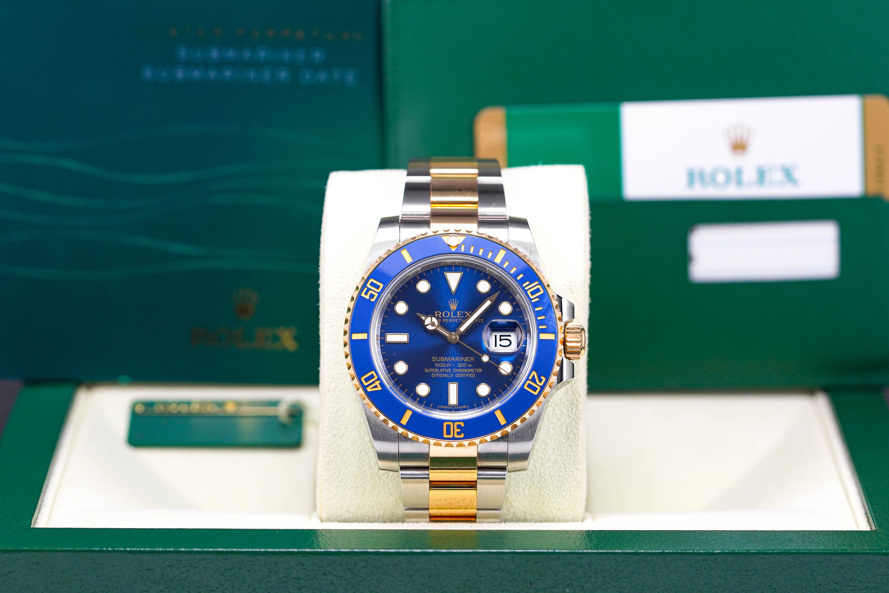 SUBMARINER DATE 40MM TWOTONE YELLOWGOLD BLUE SUNBURST (2014)