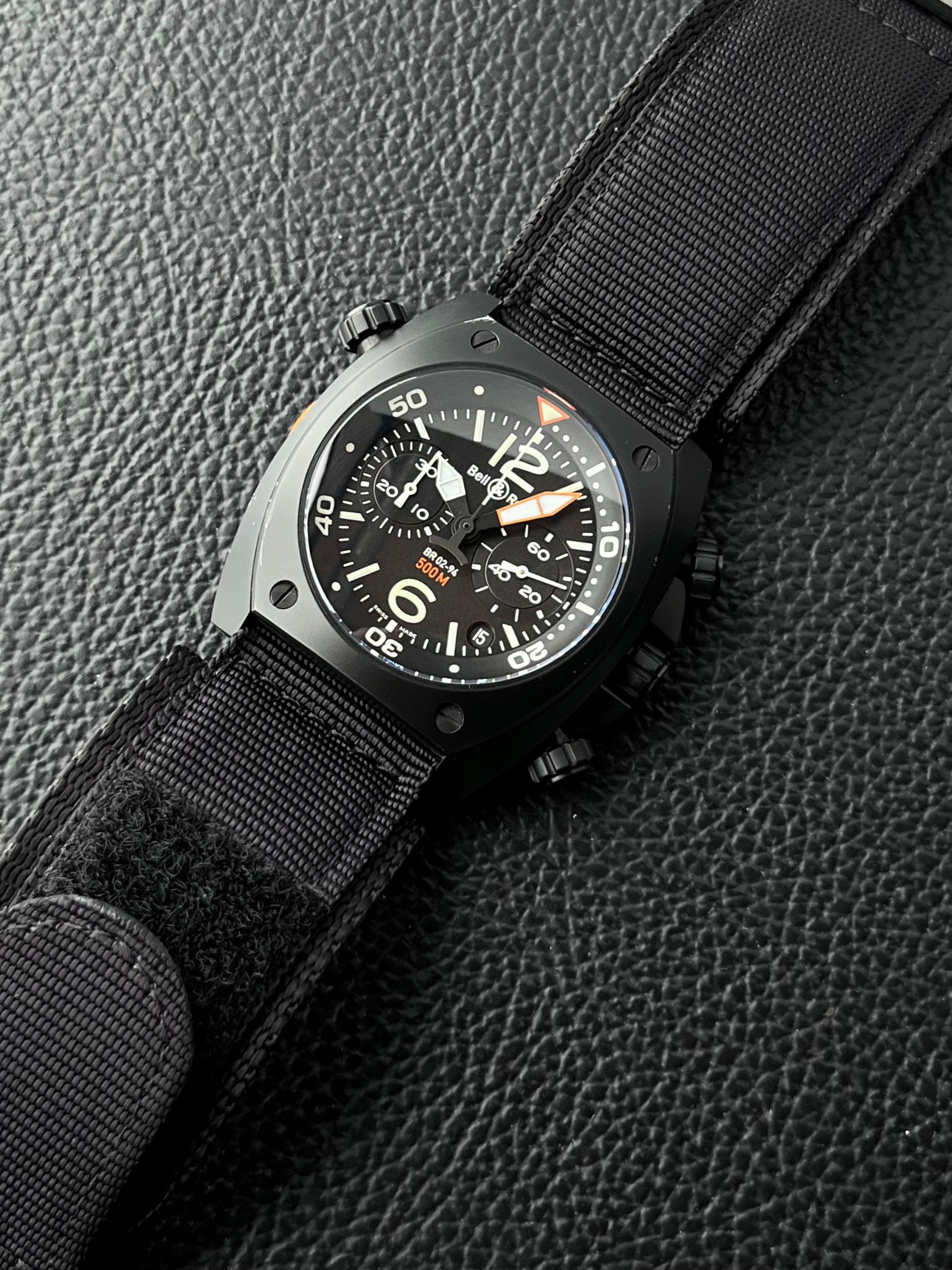 BR02-94 CHRONOGRAPH 44MM BLACK DLC (WATCH & BOX ONLY)