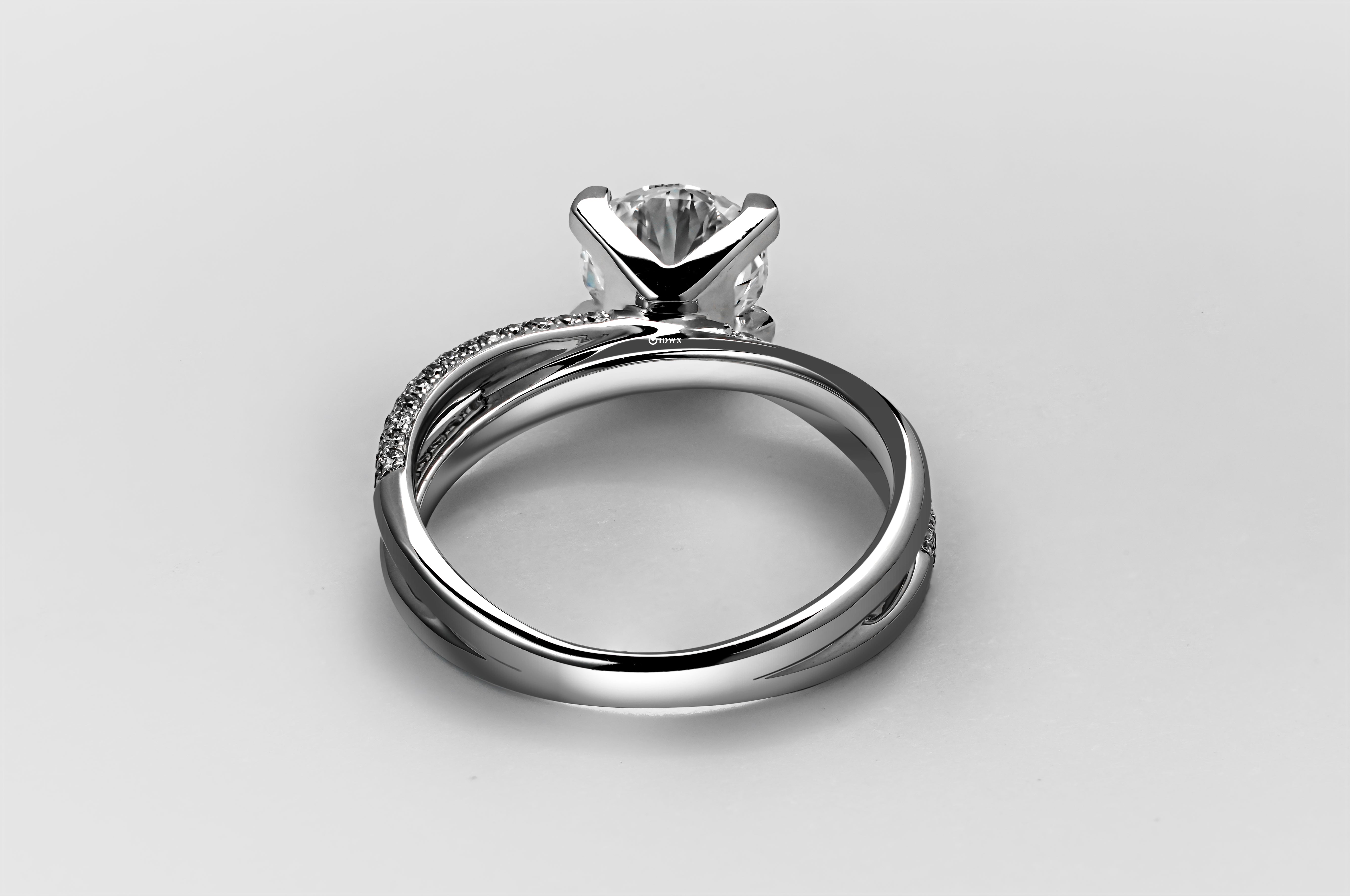 1CT ROUND BRILLIANT SPLIT SHANK WHITEGOLD RING