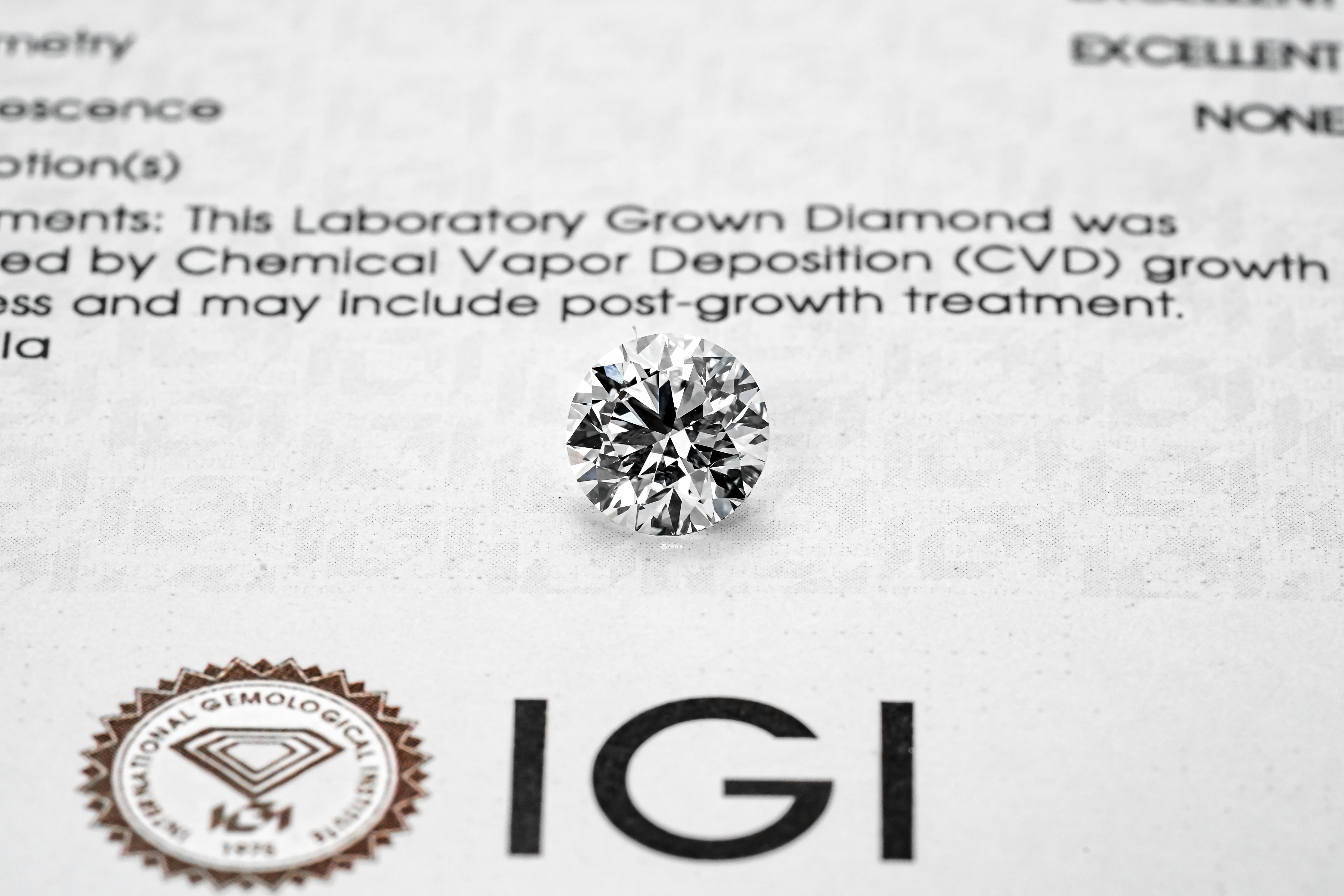 LAB GROWN DIAMOND BY IGI - RB 1.68CT / F-VVS2