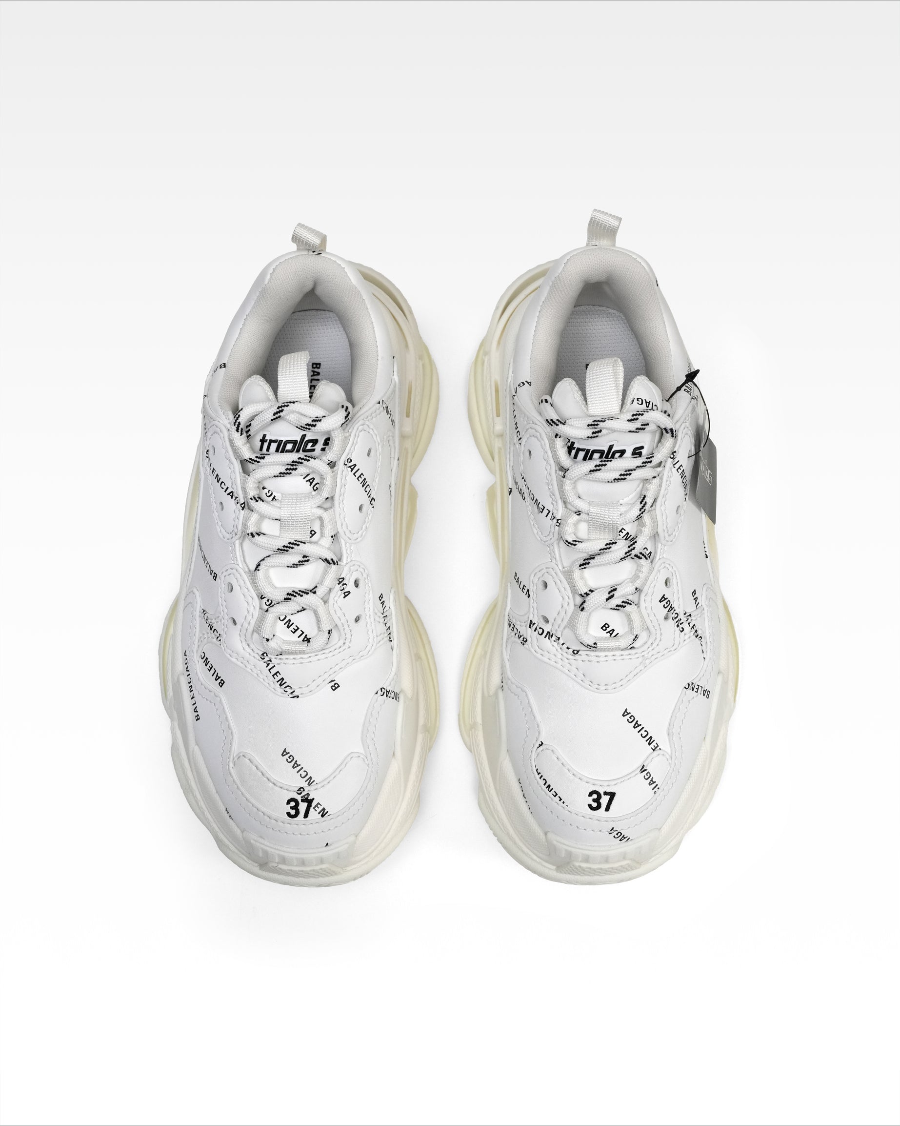 BALENCIAGA Triple S ホワイト 37 Balenciaga Triple S White Leather Free Lace Up Chunky