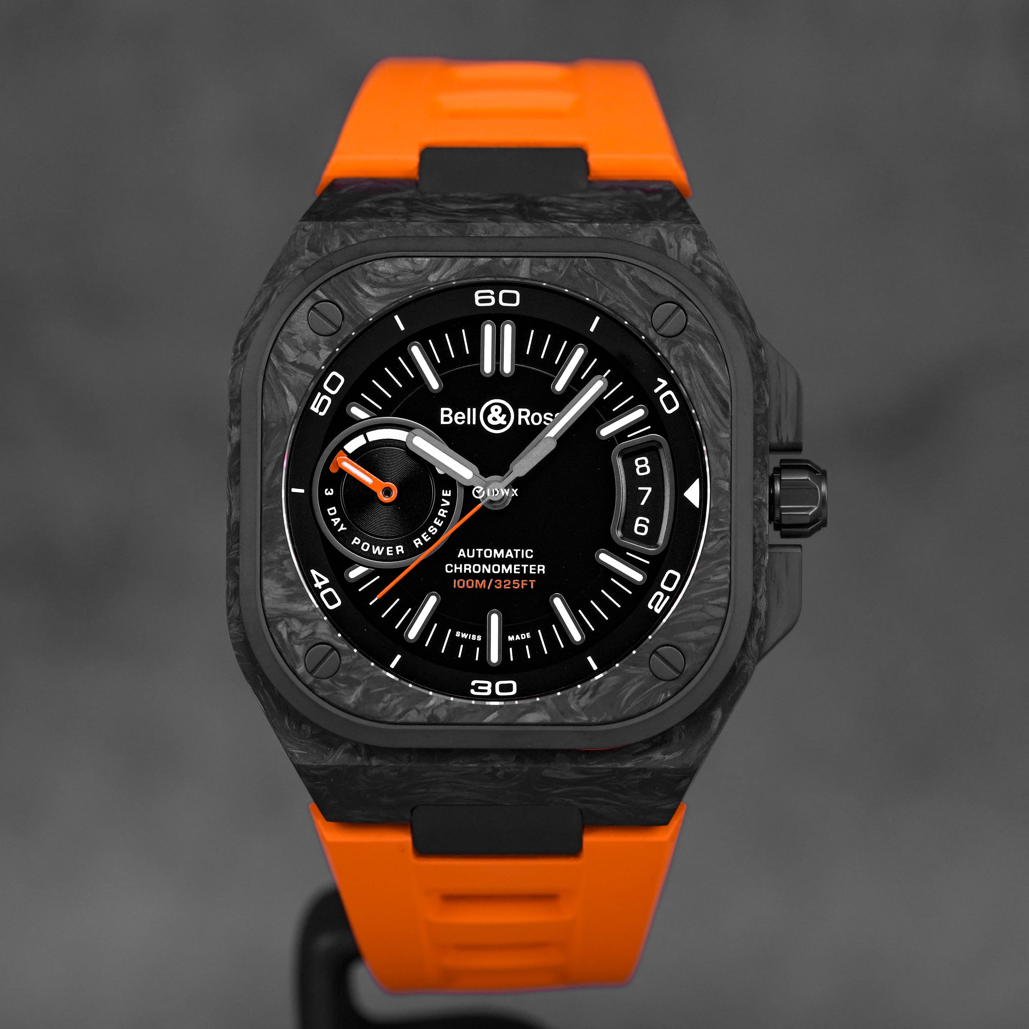 BELL ROSS BR X5 41MM BLACK CARBON ORANGE RUBBER