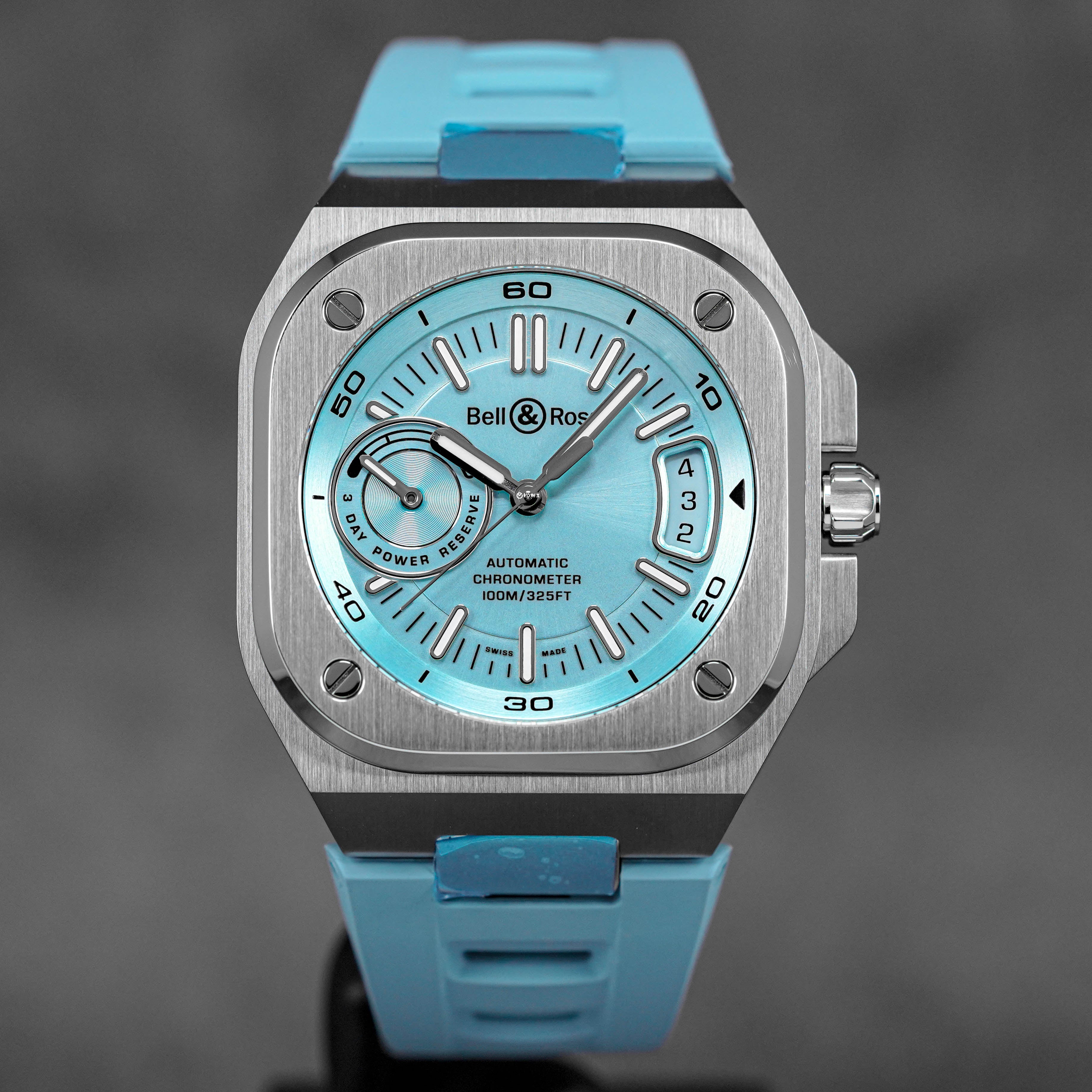 BR-X5 41MM ICE BLUE STEEL RUBBER STRAP (2024)