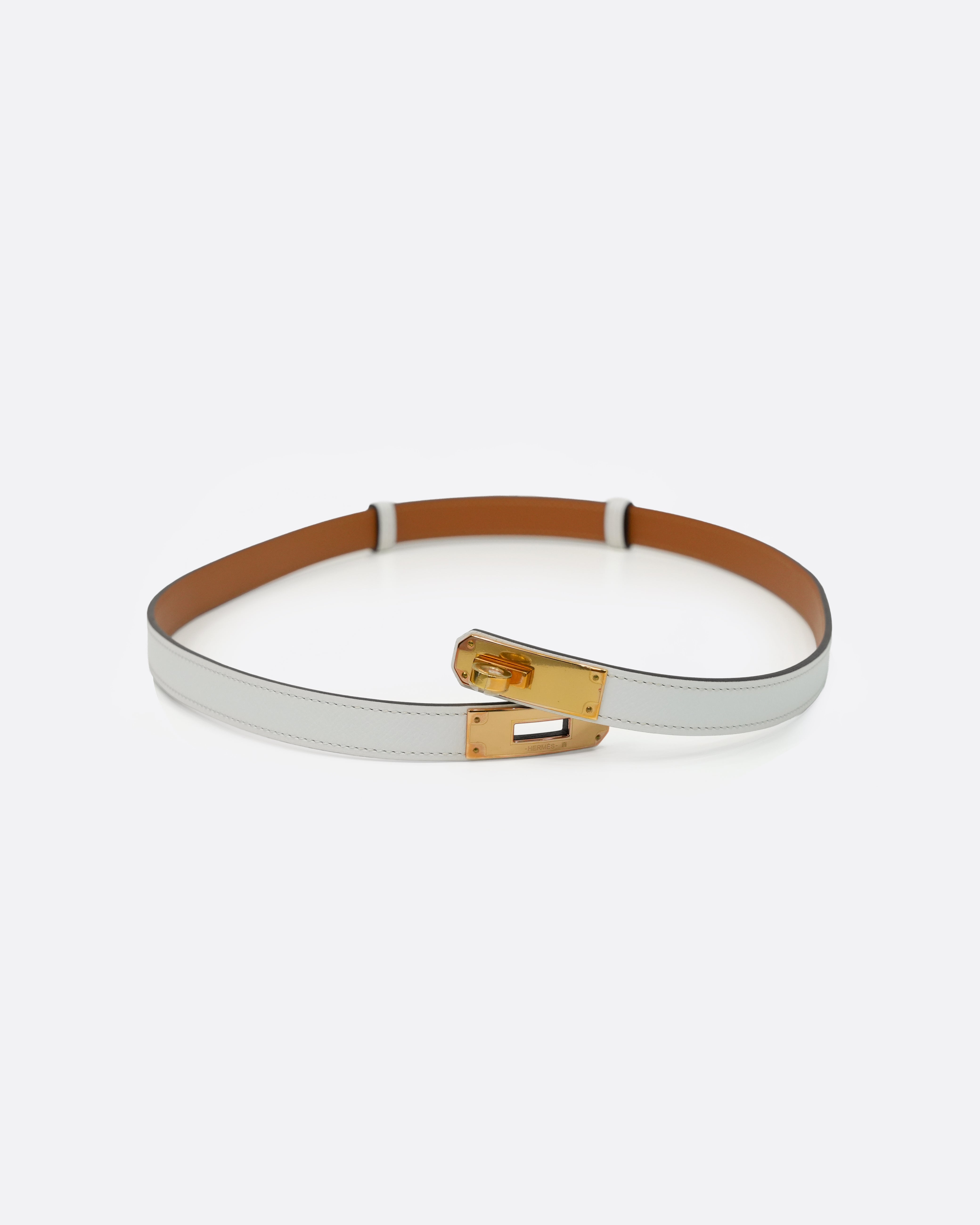 KELLY BELT WHITE EPSOM WITH GOLD HARDWARE