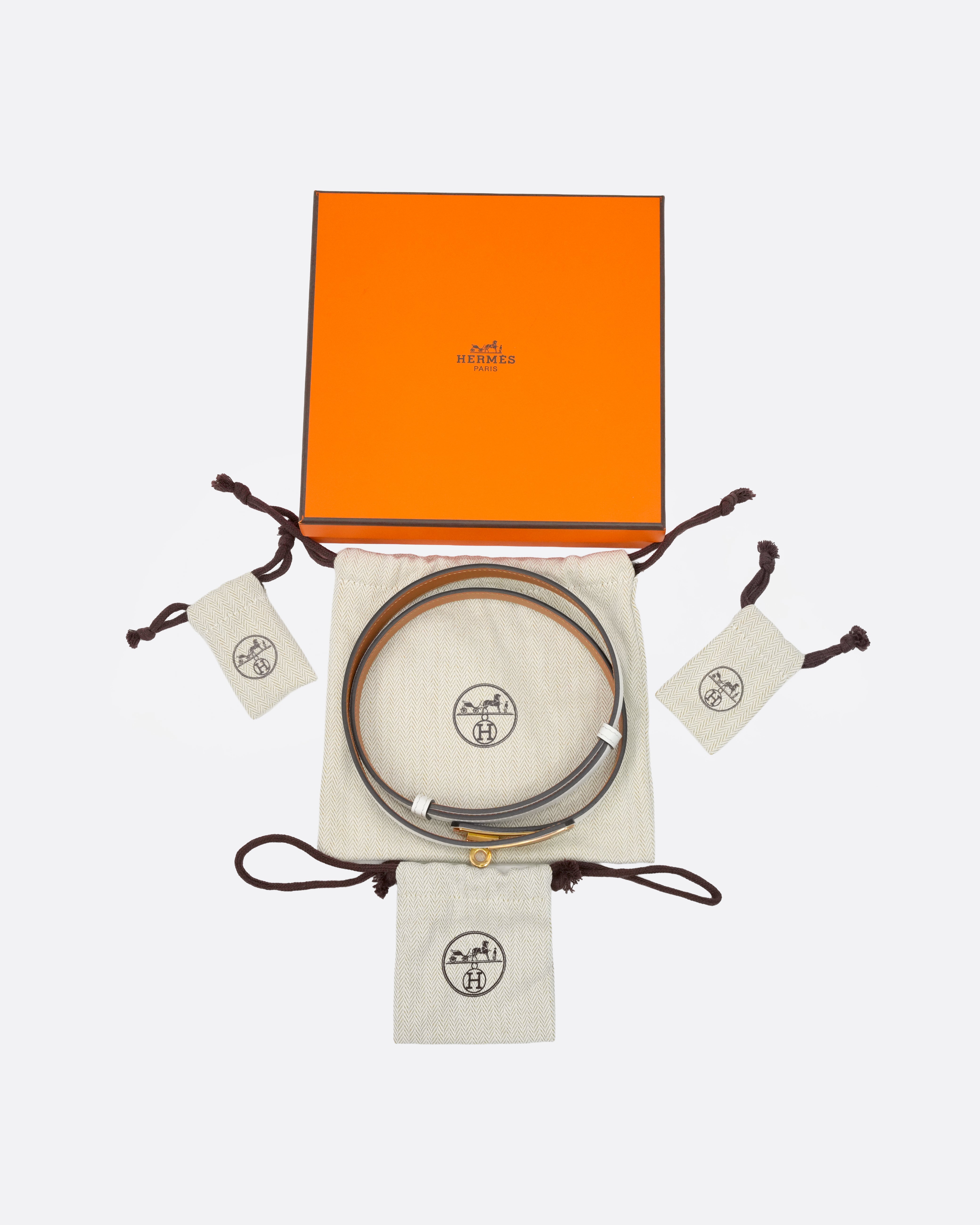 KELLY BELT WHITE EPSOM WITH GOLD HARDWARE