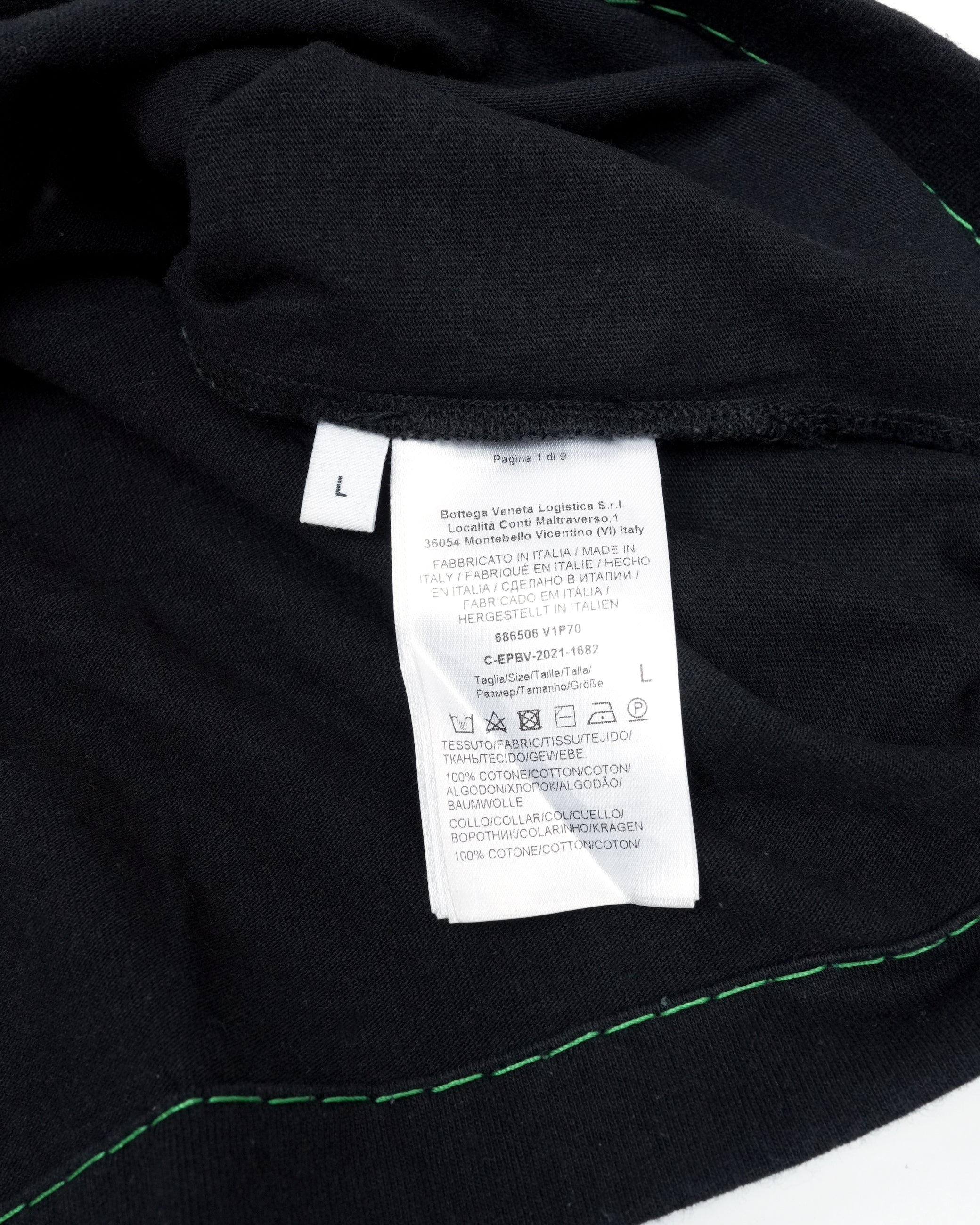 BOTTEGA VENETA BLACK COTTON CONTRAST STITCH DETAIL T-SHIRT – SIZE