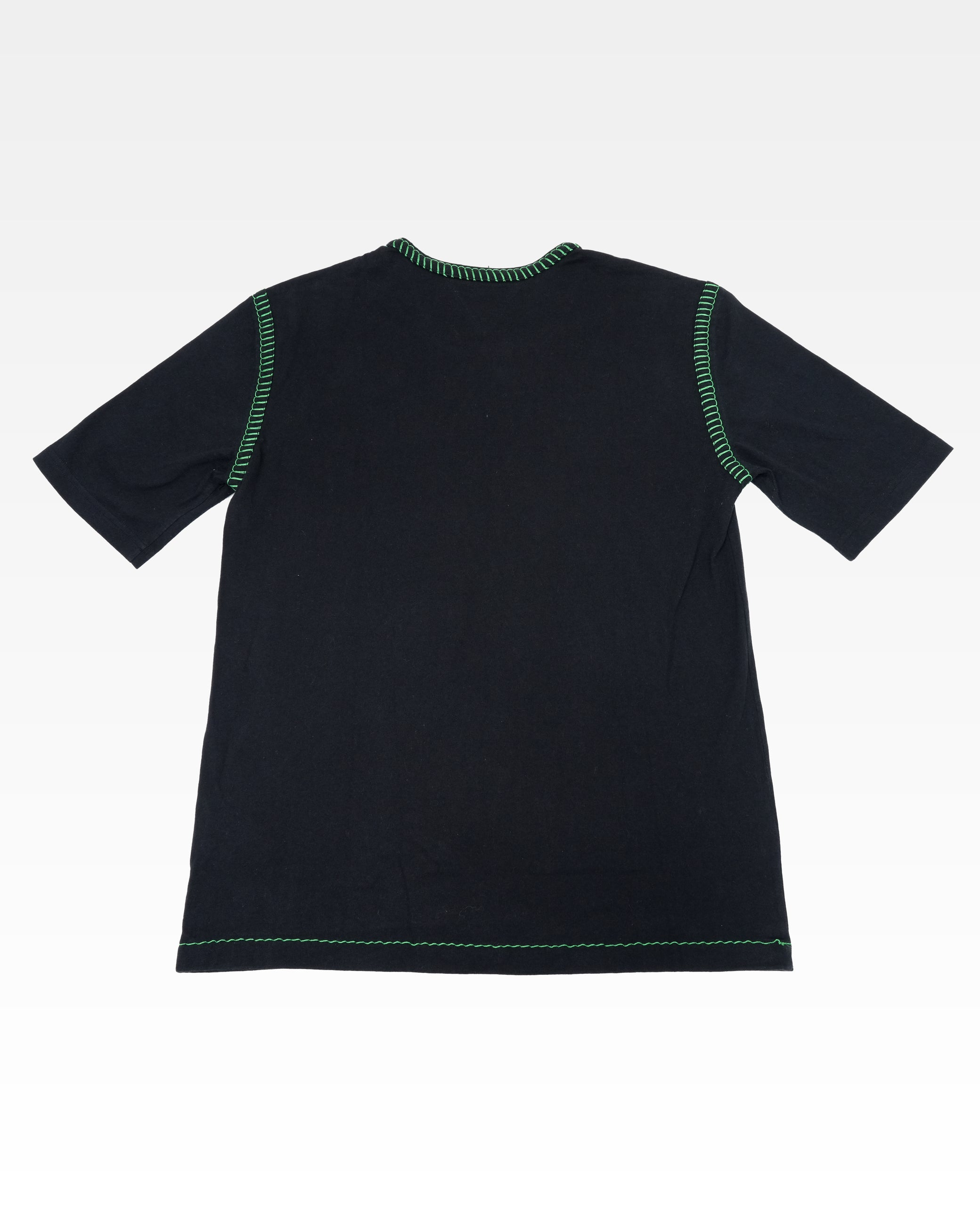 VENETA BLACK COTTON CONTRAST STITCH DETAIL T-SHIRT – SIZE L