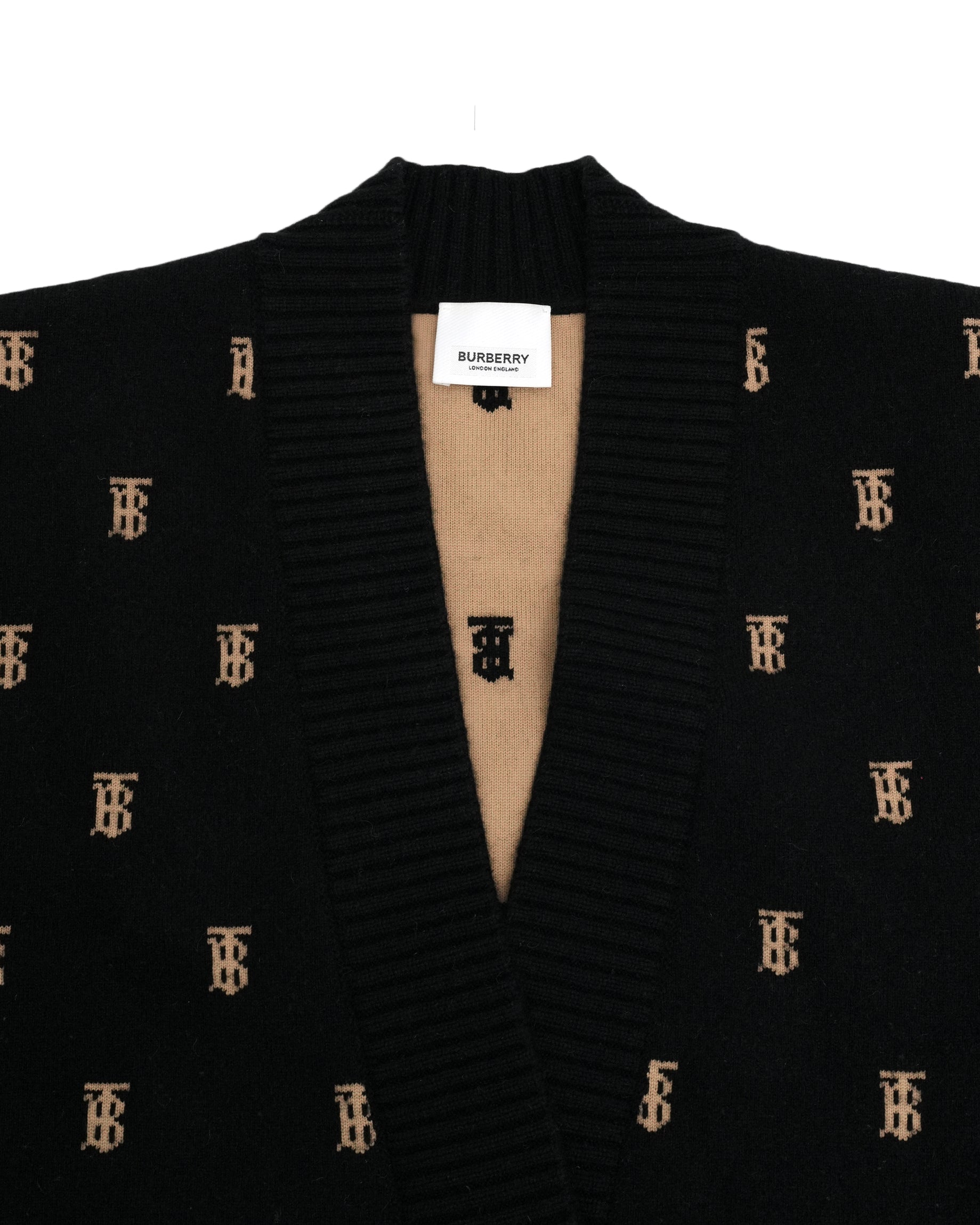 BURBERRY PALENA TB MONOGRAM CARDIGAN BLACK - SIZE M - IDWX