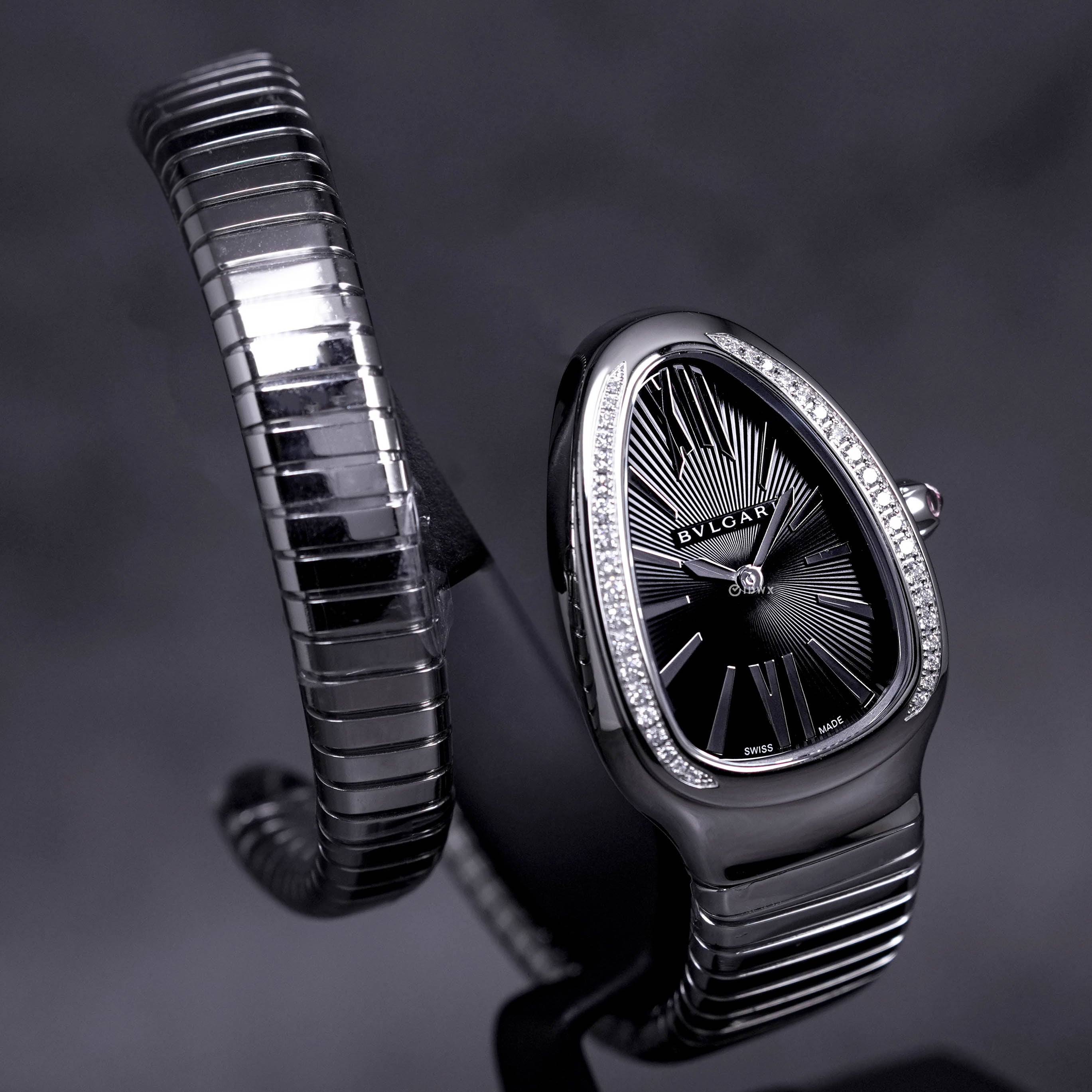 SERPENTI TUBOGAS STEEL BLACK DIAL DIAMOND BEZEL (2023)