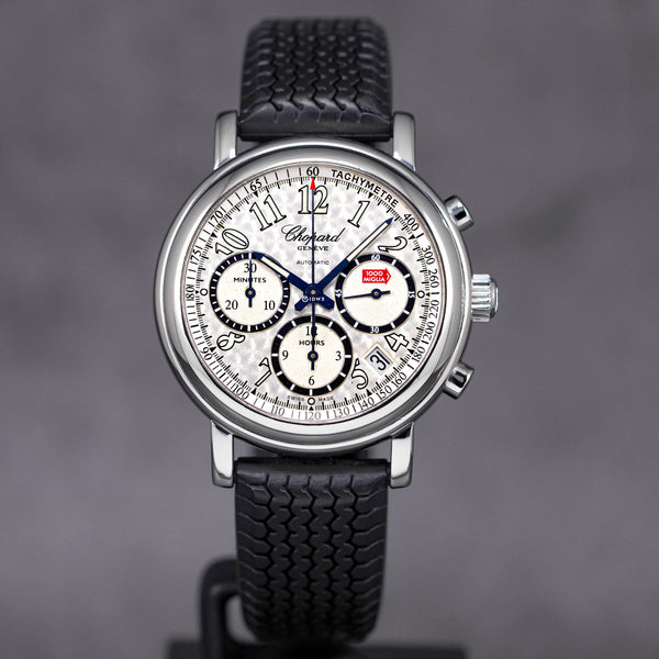 MILLE MIGLIA STEEL CHRONOGRAPH SILVER DIAL RUBBER STRAP (WATCH & SERVICE PAPER)