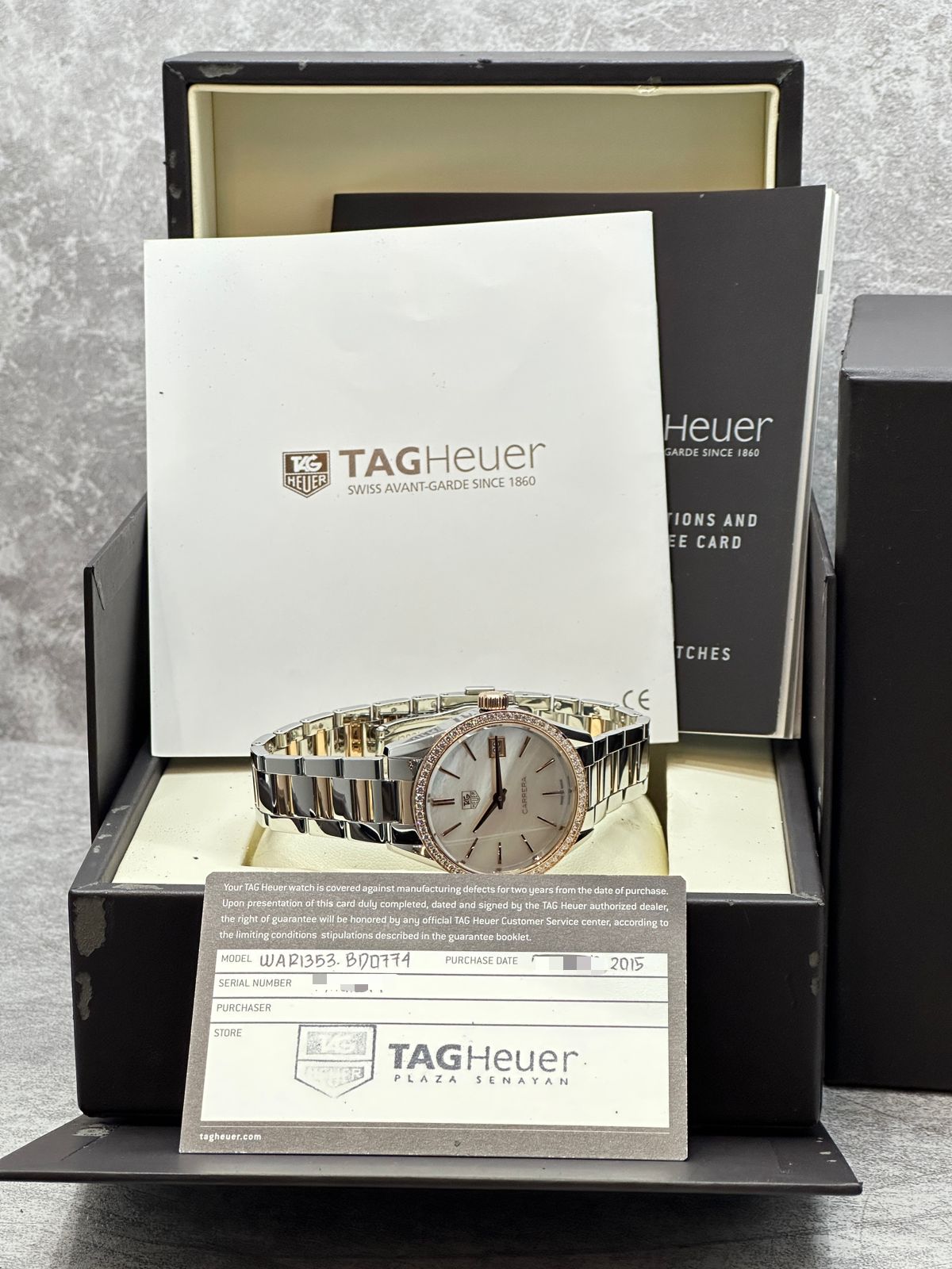 TAG HEUER CARRERA LADY TWOTONE YELLOWGOLD MOP DIAL DIAMOND BEZEL