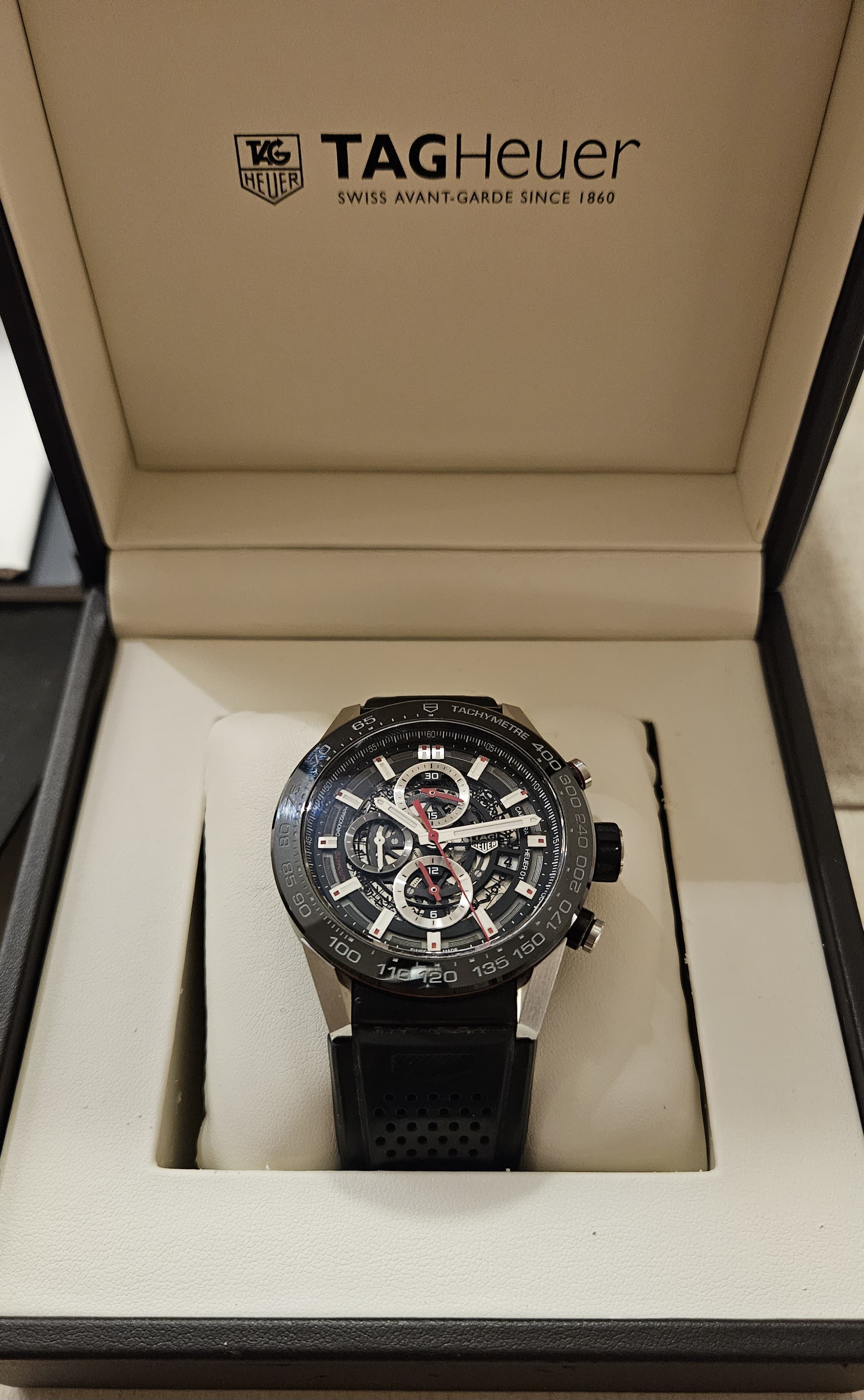 CARRERA HEUER 01 STEEL BLACK PVD 45MM SKELETON DIAL 2018