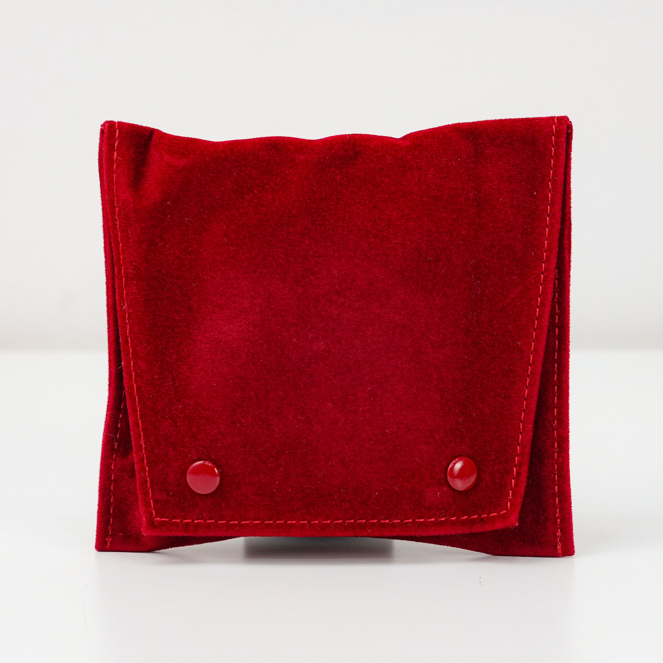 WATCH TRAVEL POUCH CARRY CASE RED SUEDE POCKETS (13 CM X 11 CM)