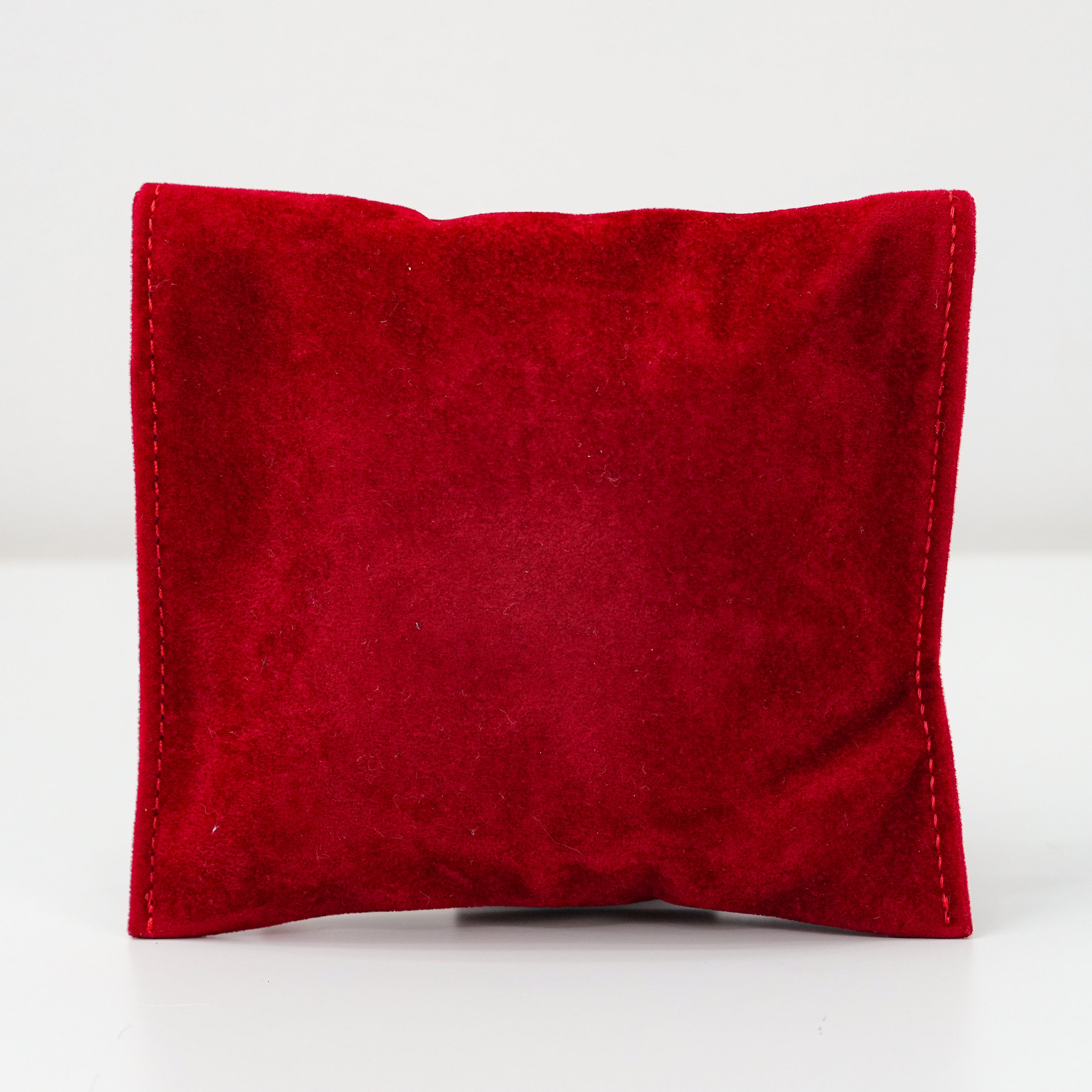 WATCH TRAVEL POUCH CARRY CASE RED SUEDE POCKETS (13 CM X 11 CM)