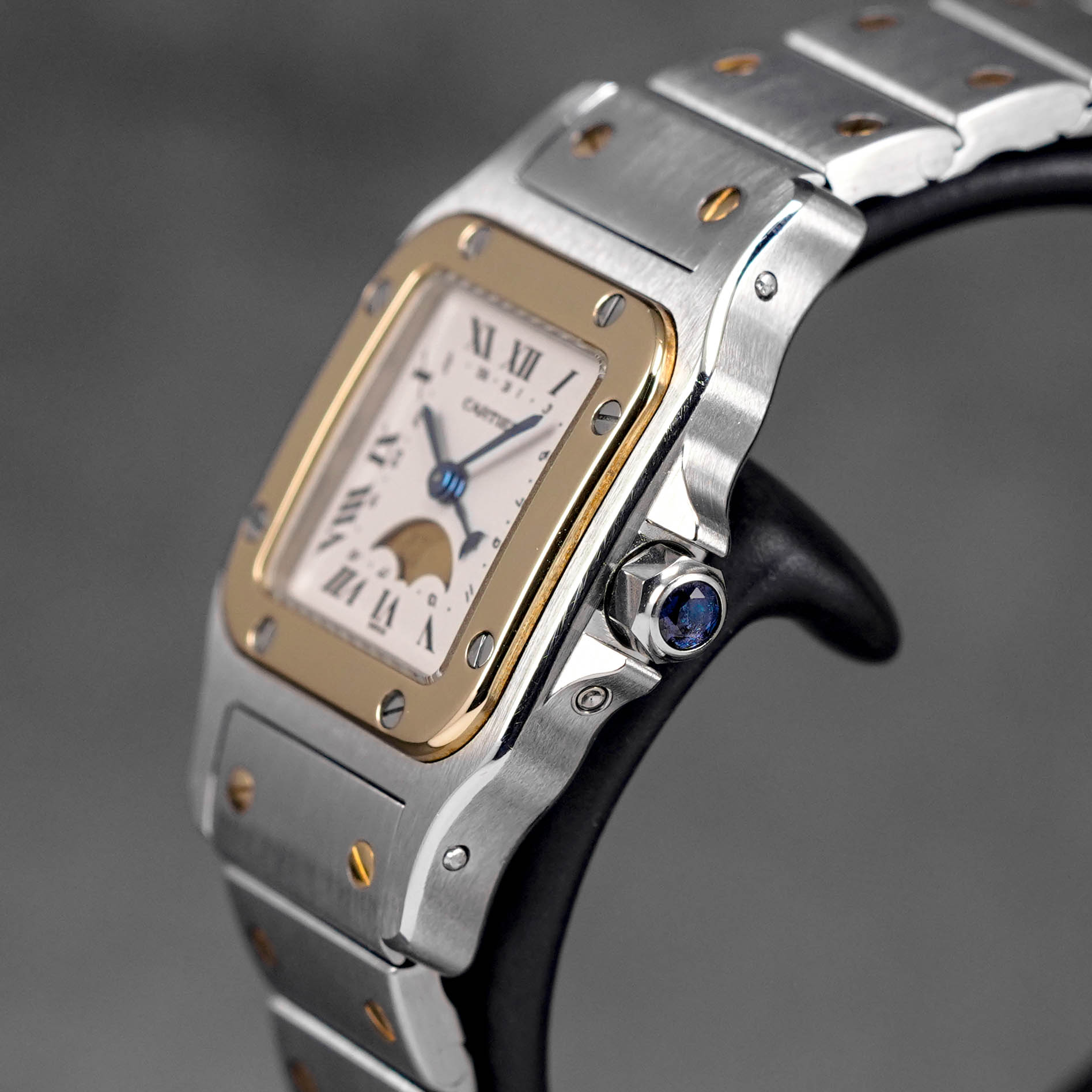 SANTOS GALBEE TWOTONE YELLOWGOLD S MOONPHASE SILVER DIAL (WATCH ONLY)