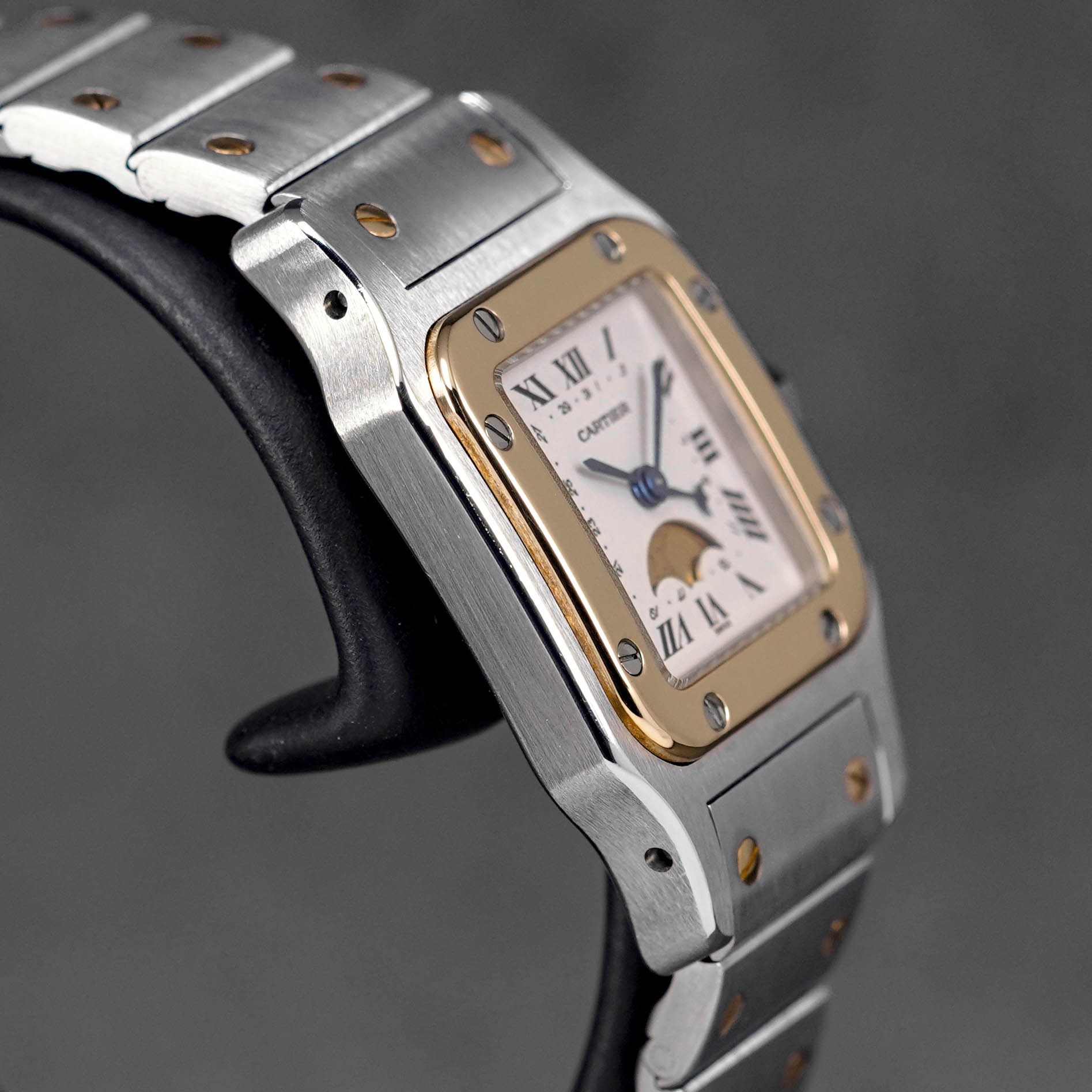 SANTOS GALBEE TWOTONE YELLOWGOLD S MOONPHASE SILVER DIAL (WATCH ONLY)
