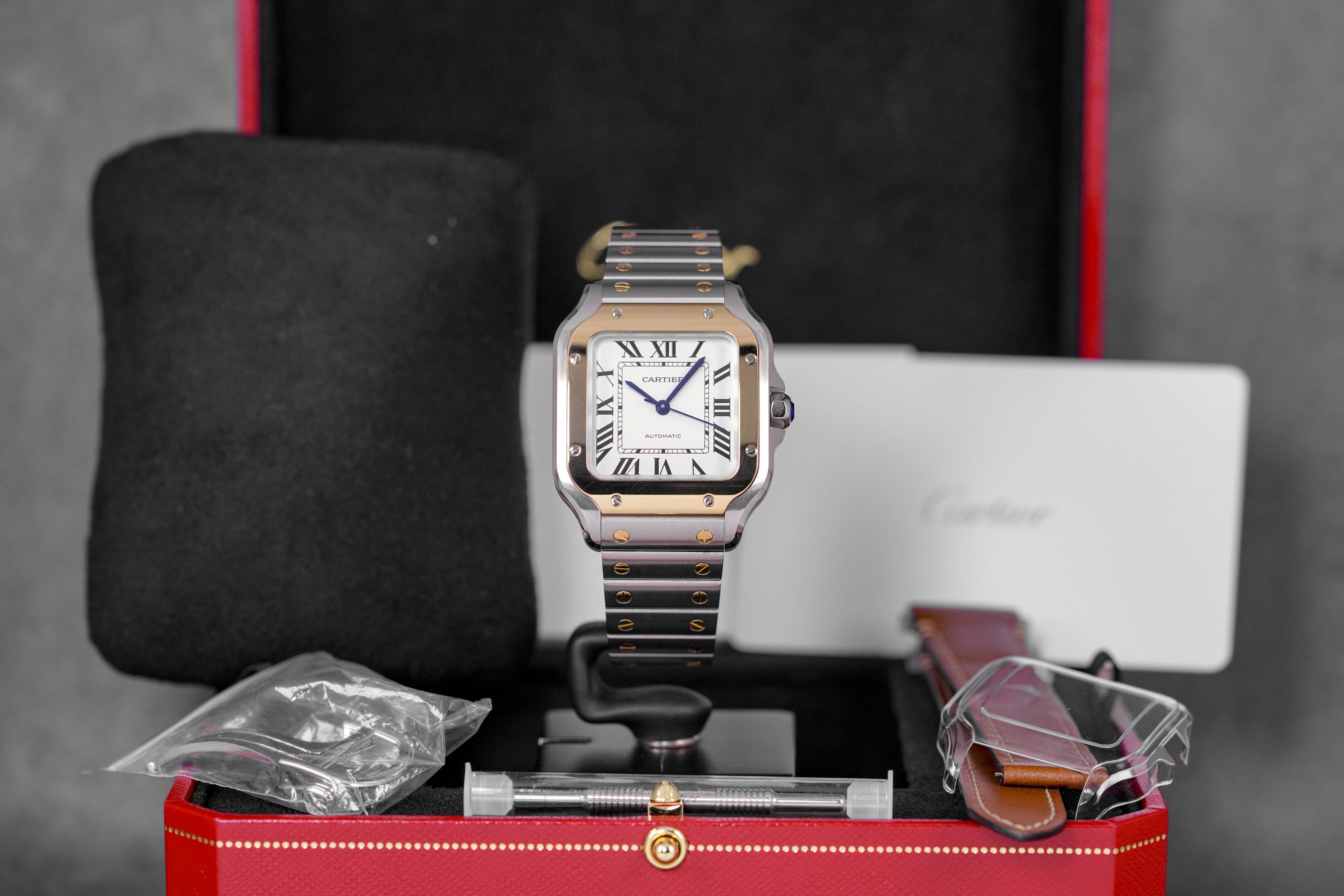 Harga Cartier Santos M Twotone Yellowgold Silver Terbaru