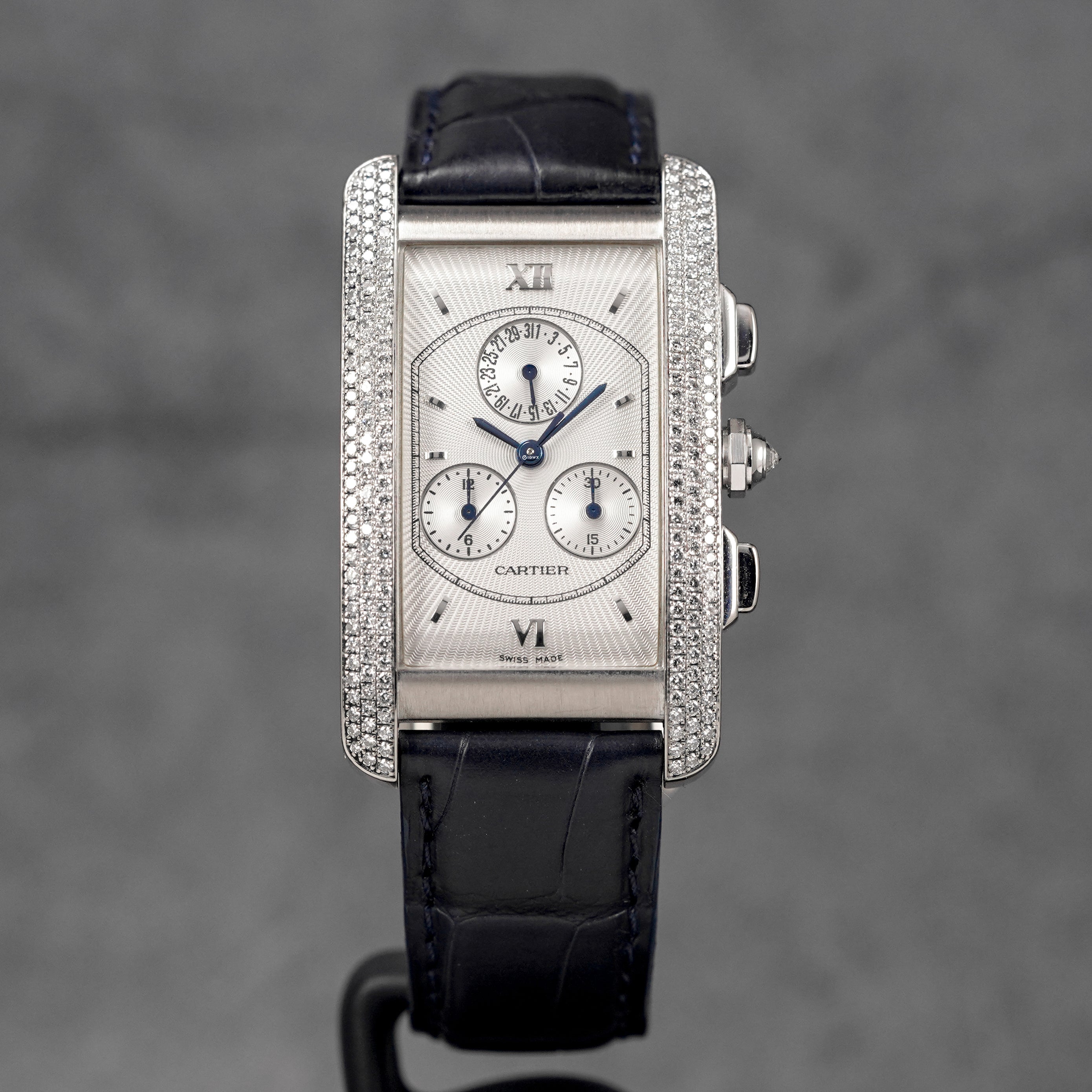 CARTIER TANK AMÉRICAINE WHITEGOLD DATE CHRONOGRAPH FACTORY DIAMOND