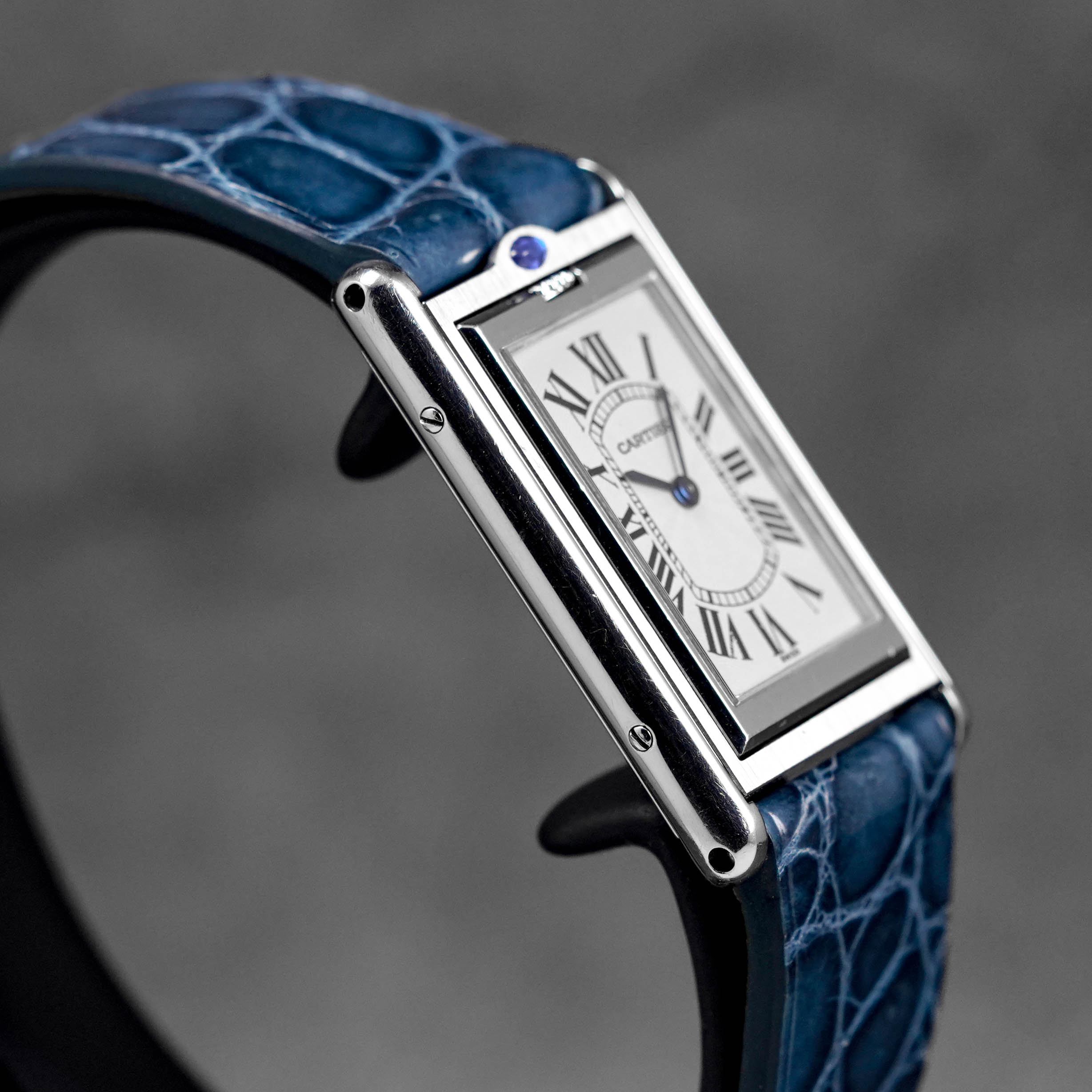 Harga Cartier Tank Basculante Mecanique Blue