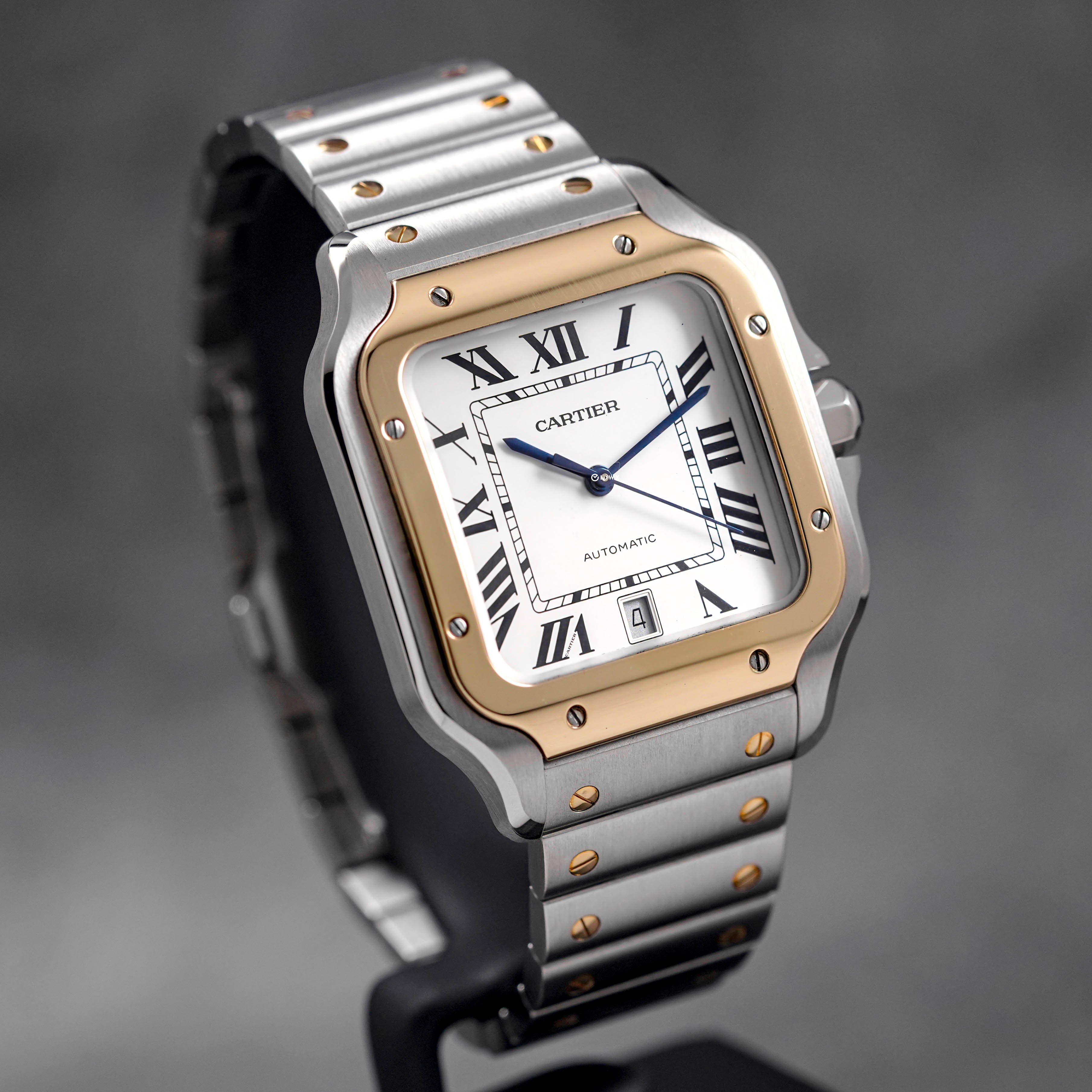 【50％OFF】 CARTIER DE SANTOS CARTIER L DIAL WHITE YELLOWGOLD TWOTONE 時計